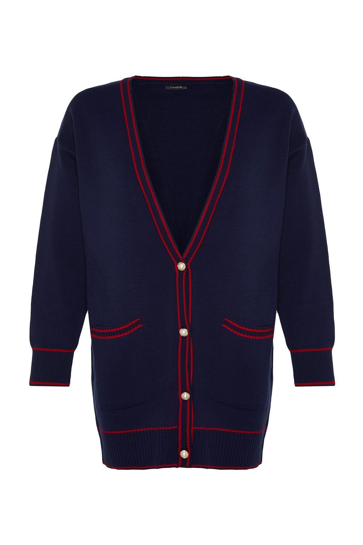 Navy Off-Shoulder Cardigan, , large image number 5