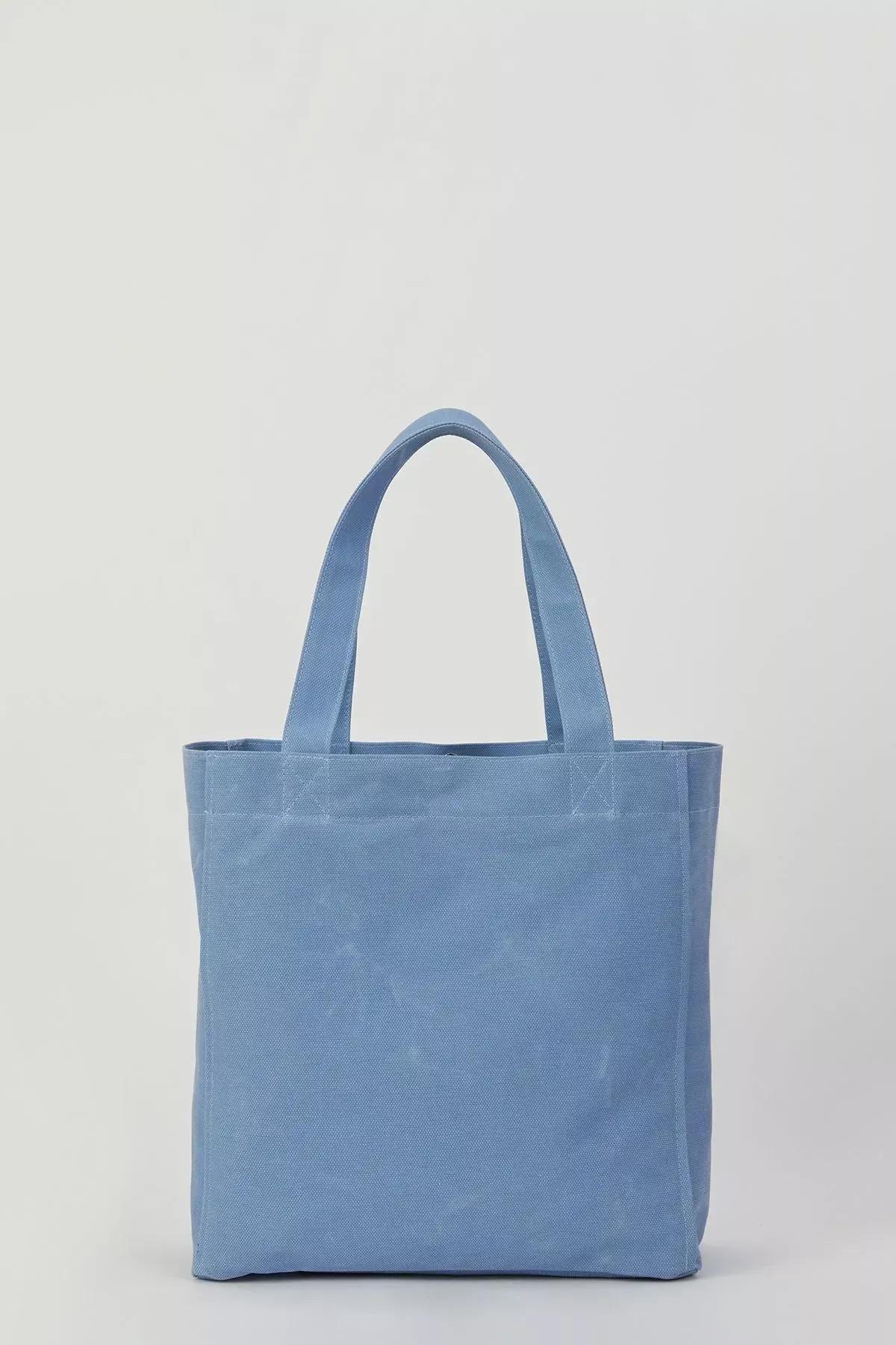 Blue Waxed Canvas Womens Shoulder Bag 05PO23Y3505, 1 pc, C101_5645, large image number 4