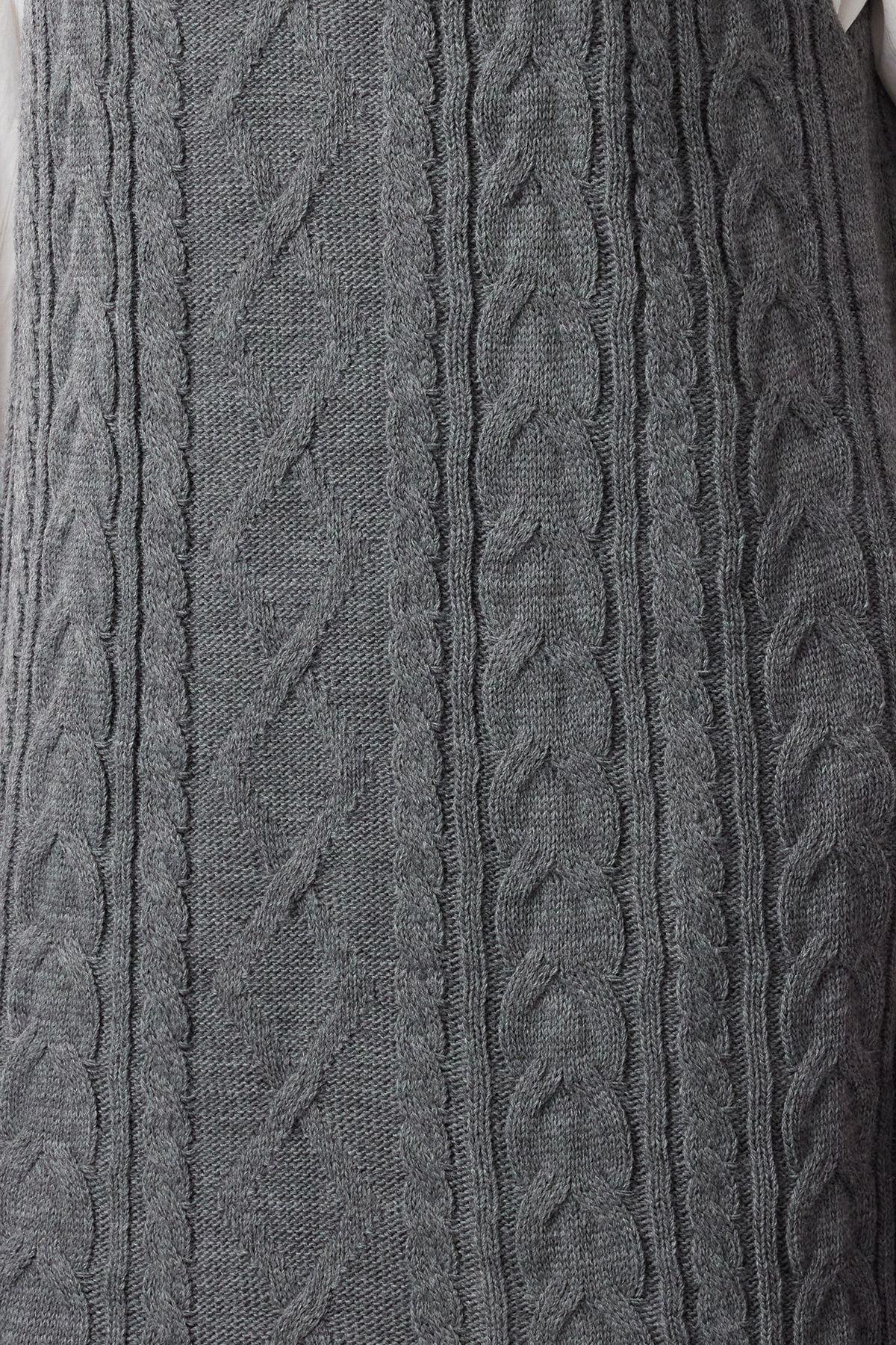Grey Braided Knitwear Gilet Dress, , large image number 3