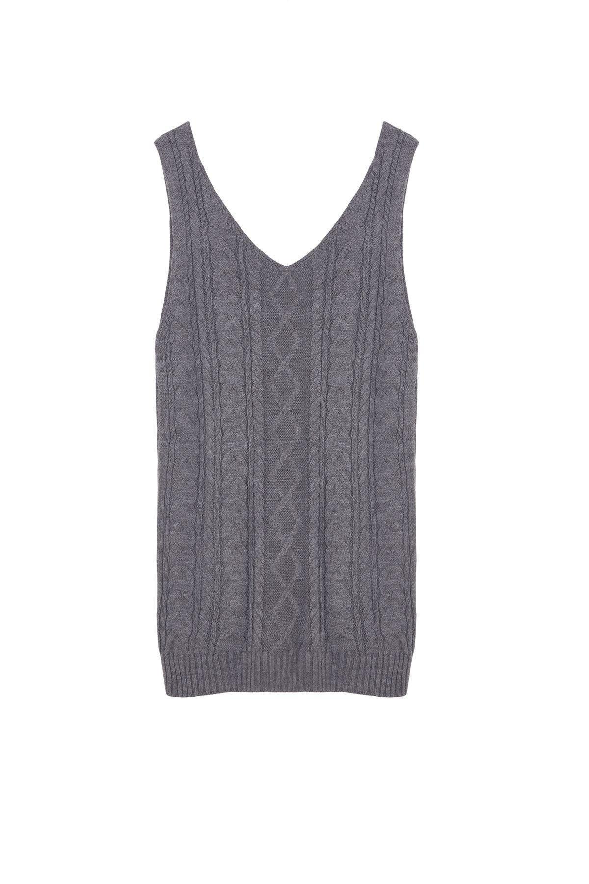 Grey Braided Knitwear Gilet Dress, , large image number 5