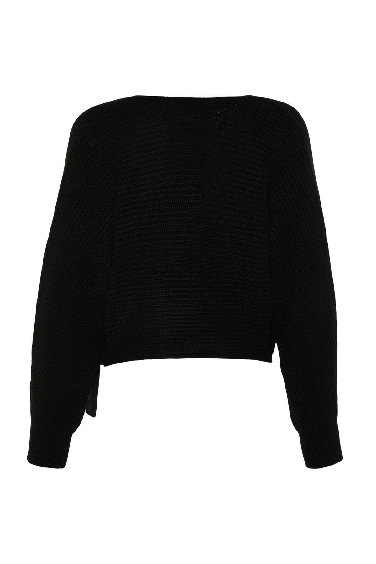 Black V-Neck Sweater, , large image number 5