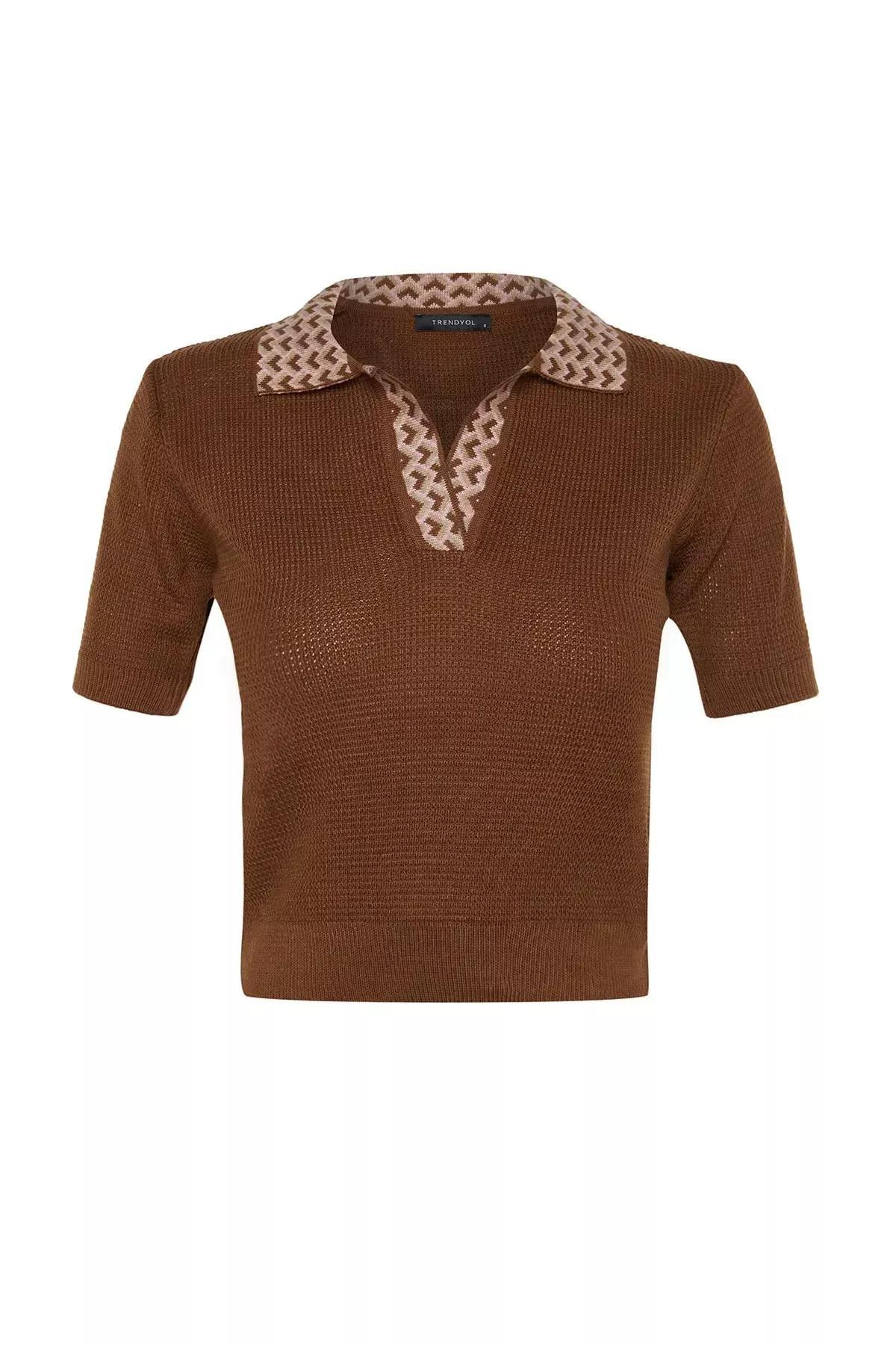 بلوزة بقصة عادية، بني, Mink, large image number 5