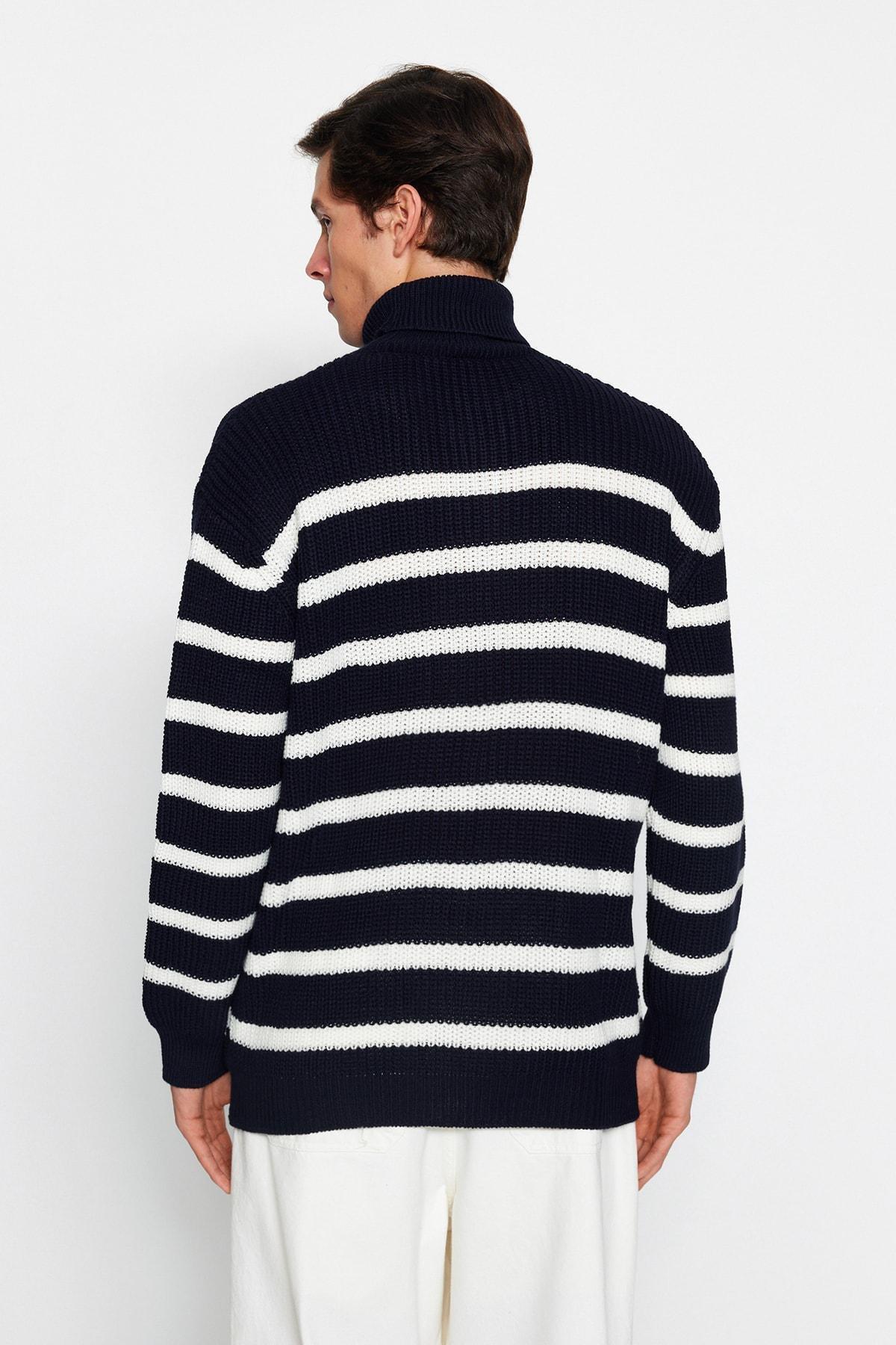Navy Oversize Off-Shoulder Sweater, , large image number 2