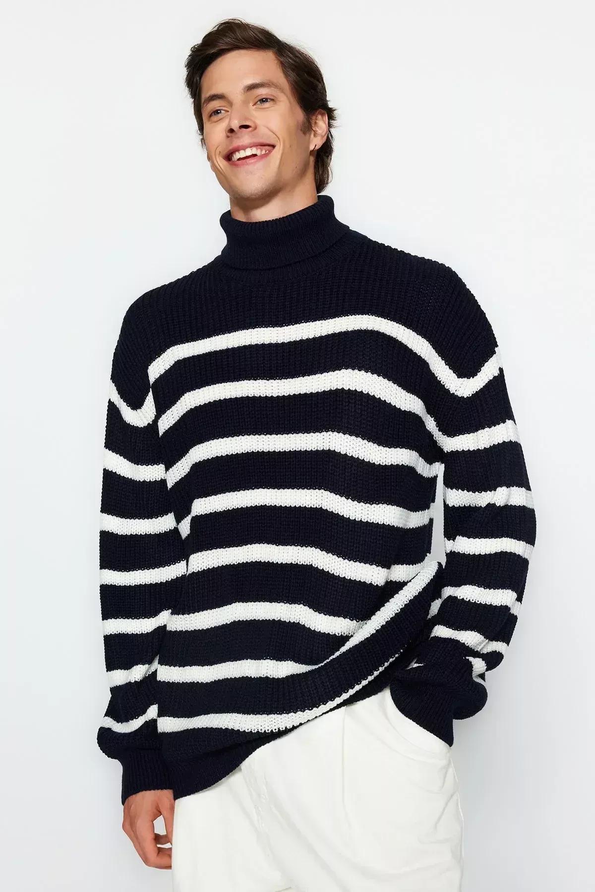 Navy Oversize Off-Shoulder Sweater, Navy blue, large image number 7