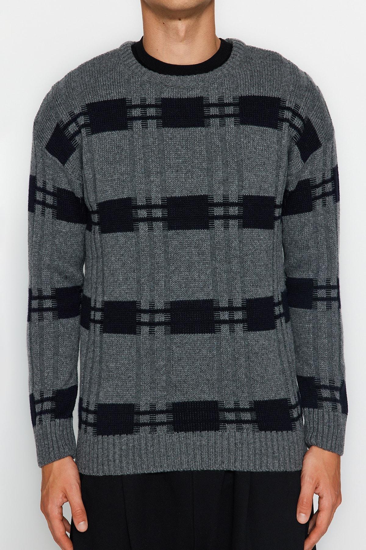 Trendyol - Grey Crew Neck Knitwear Sweater