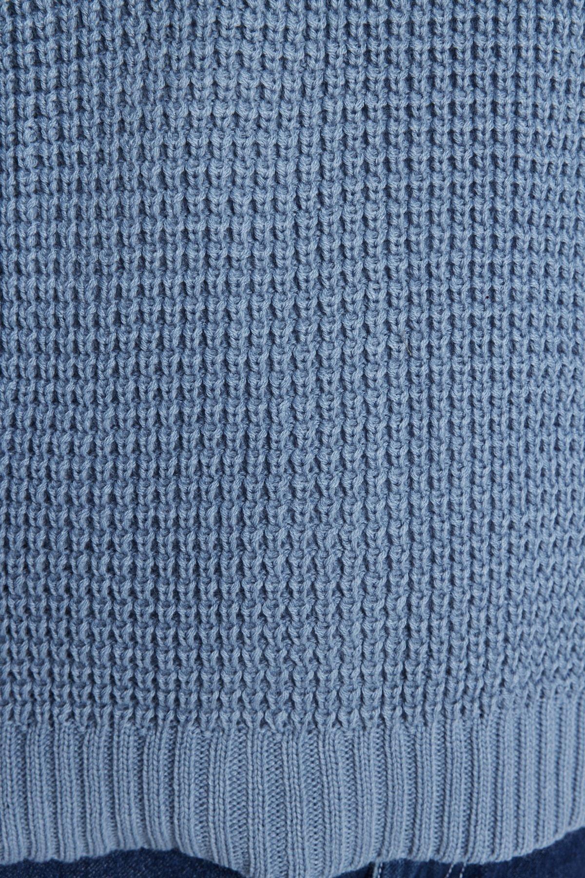 Blue Oversize Off-Shoulder Sweater, , large image number 4