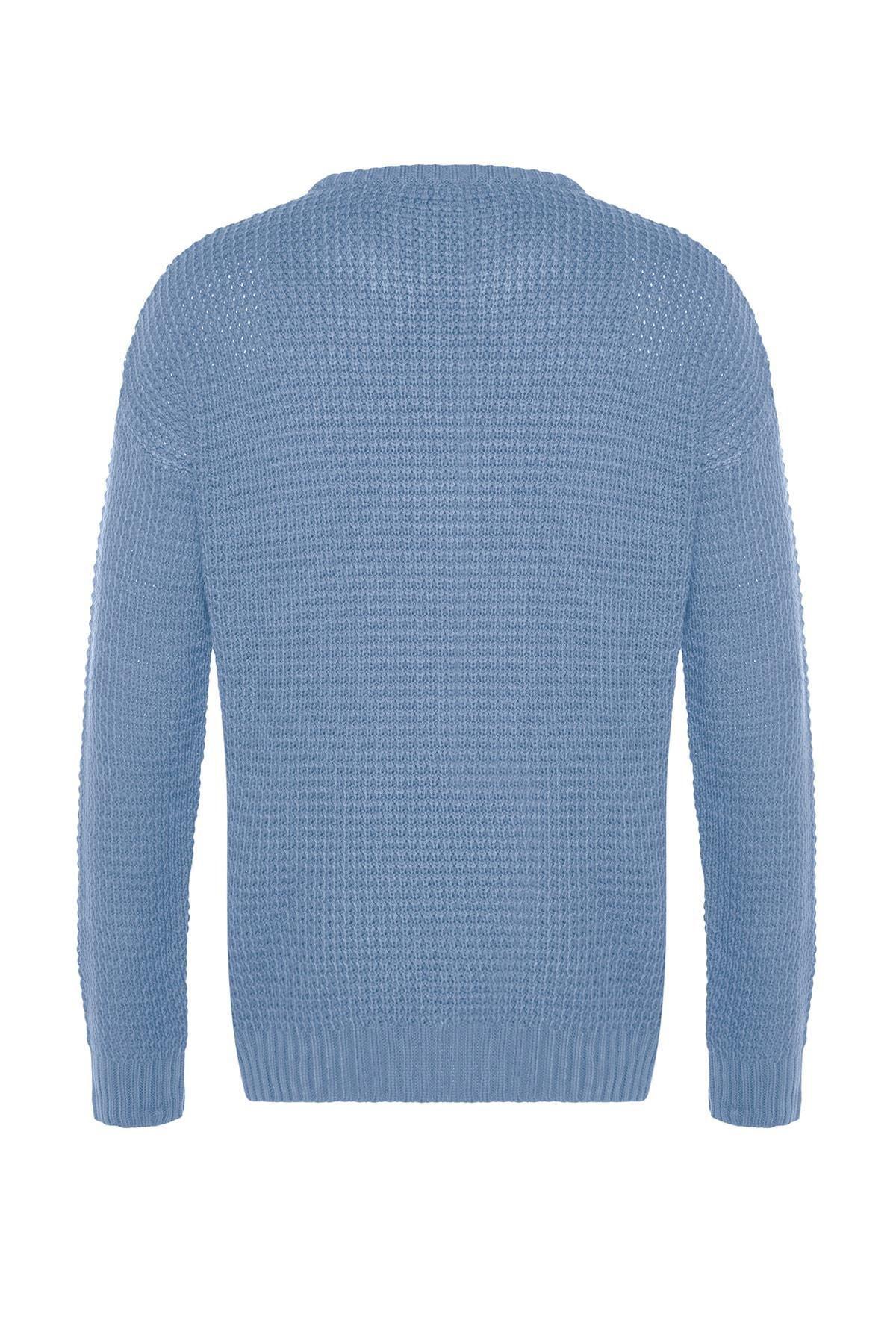 Blue Oversize Off-Shoulder Sweater, , large image number 8