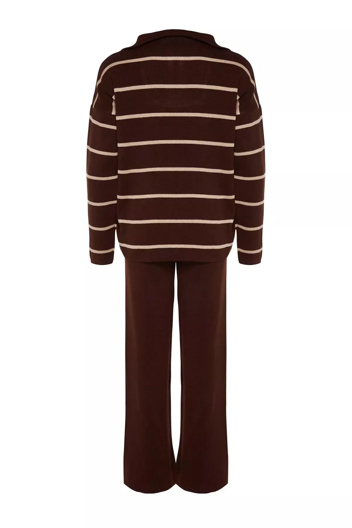 Brown Wide Fit Knitwear Co-Ord Set, Brown, large image number 6