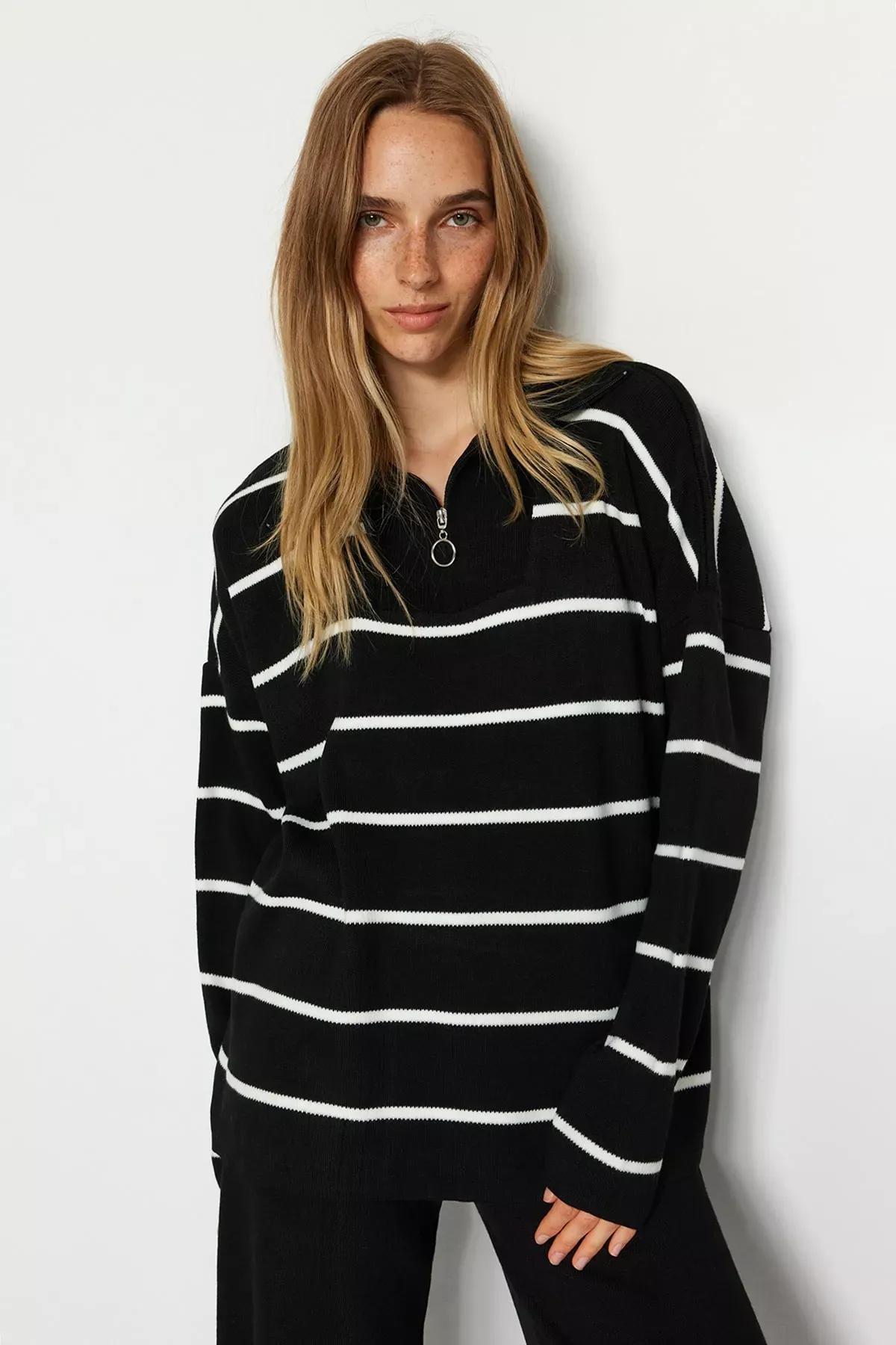 Black Oversize Knitted Co-Ord Set, BLACK, medium