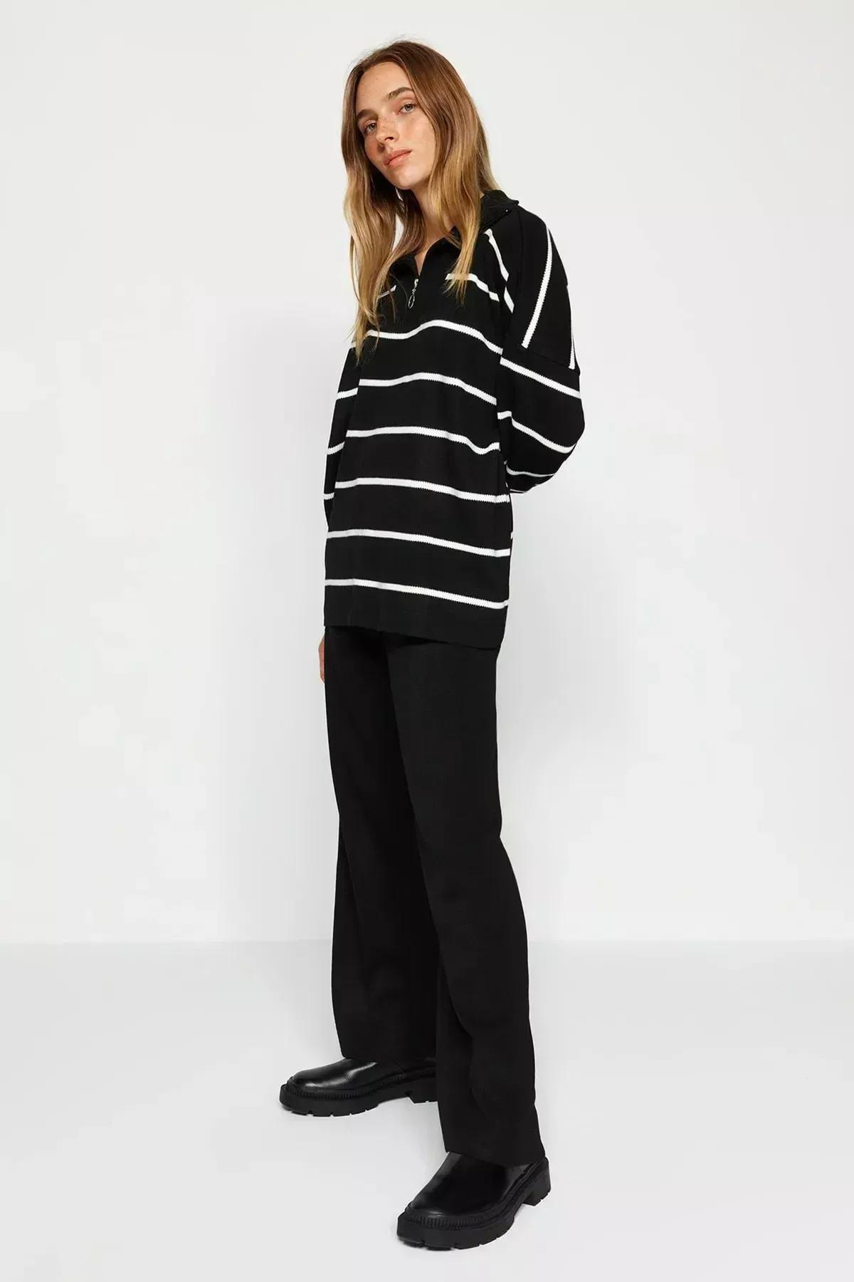 Black Oversize Knitted Co-Ord Set, BLACK, medium