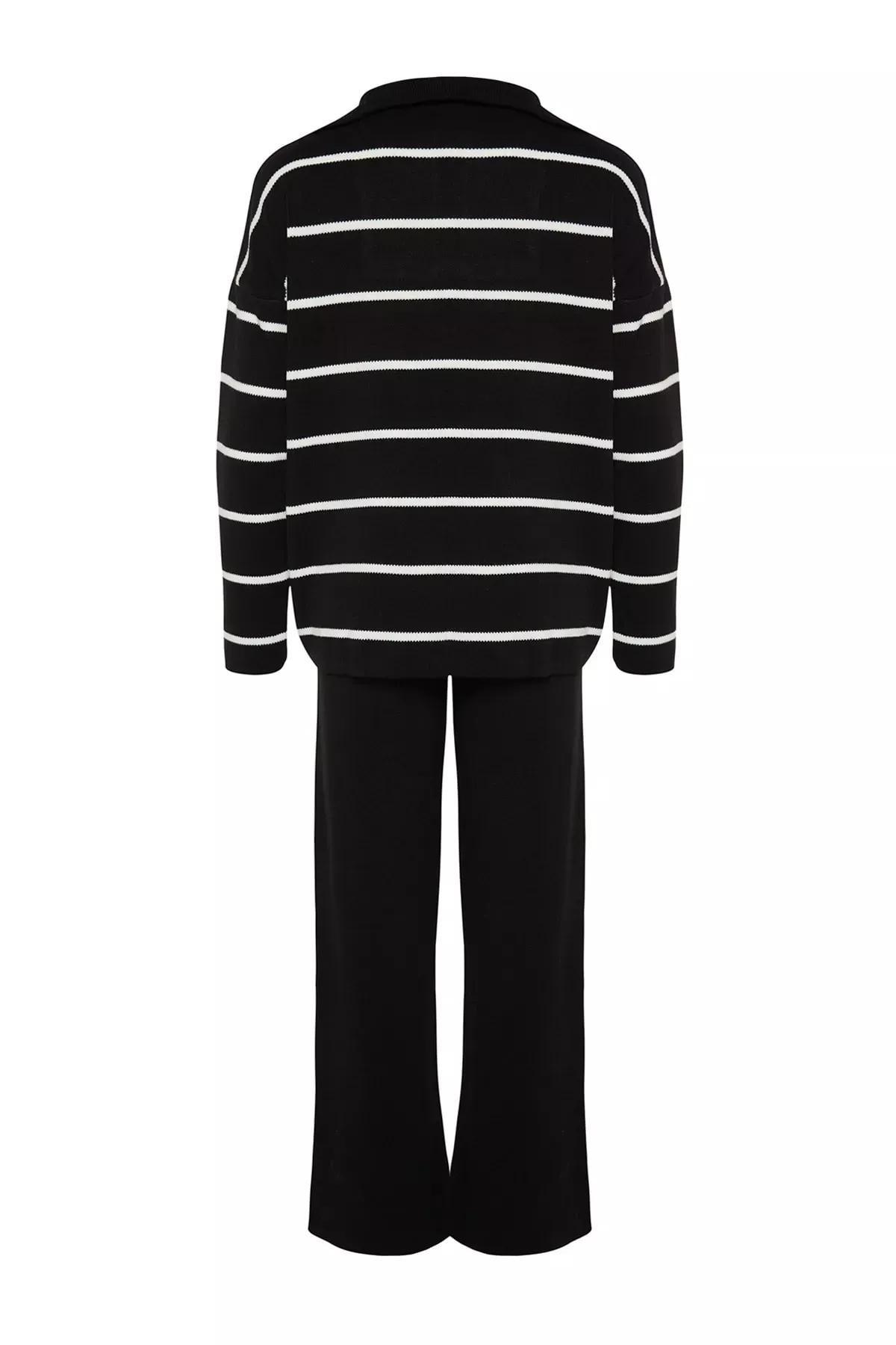 Black Oversize Knitted Co-Ord Set, BLACK, large image number 6