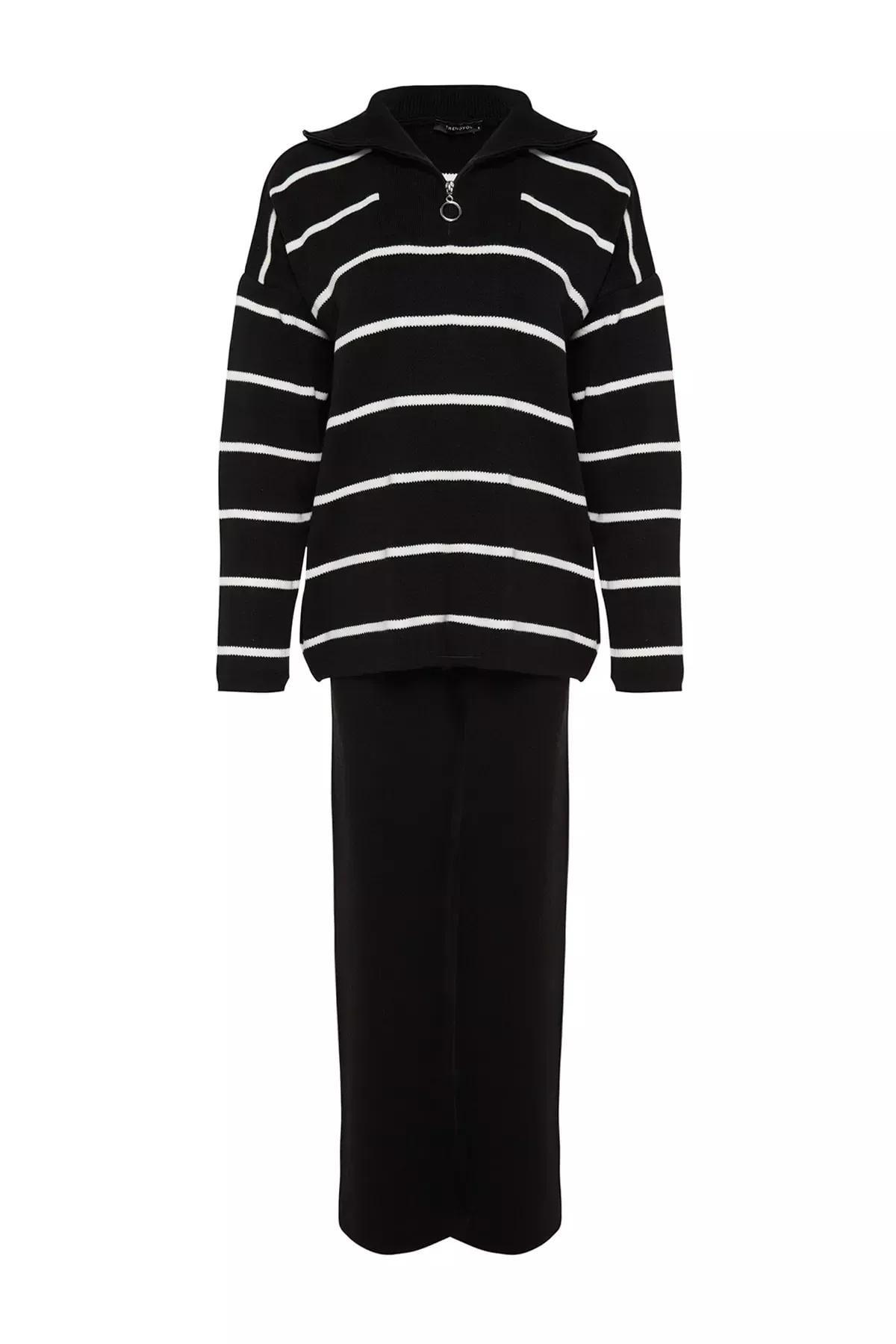 Black Oversize Knitted Co-Ord Set, BLACK, large image number 7