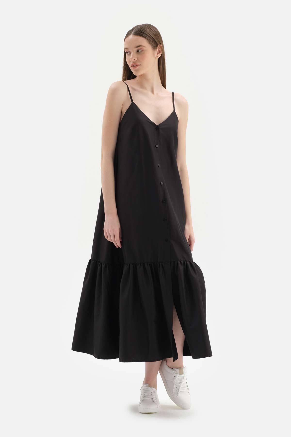 Dagi - Black Buttoned Woven Dress