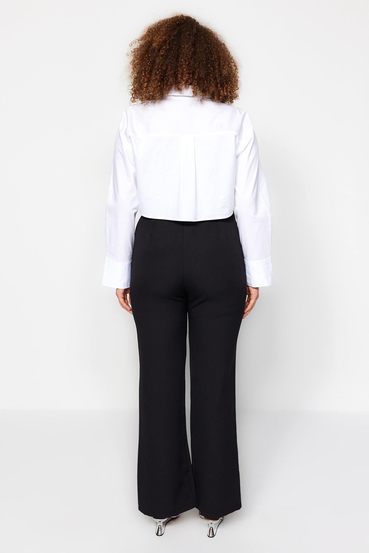 Black Flare Plus Size Pants, BLACK, large image number 7