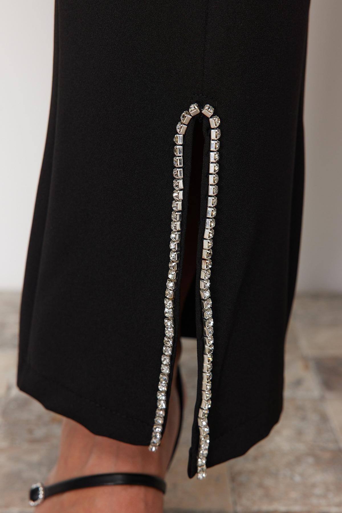 Black Flare Plus Size Pants, BLACK, large image number 9