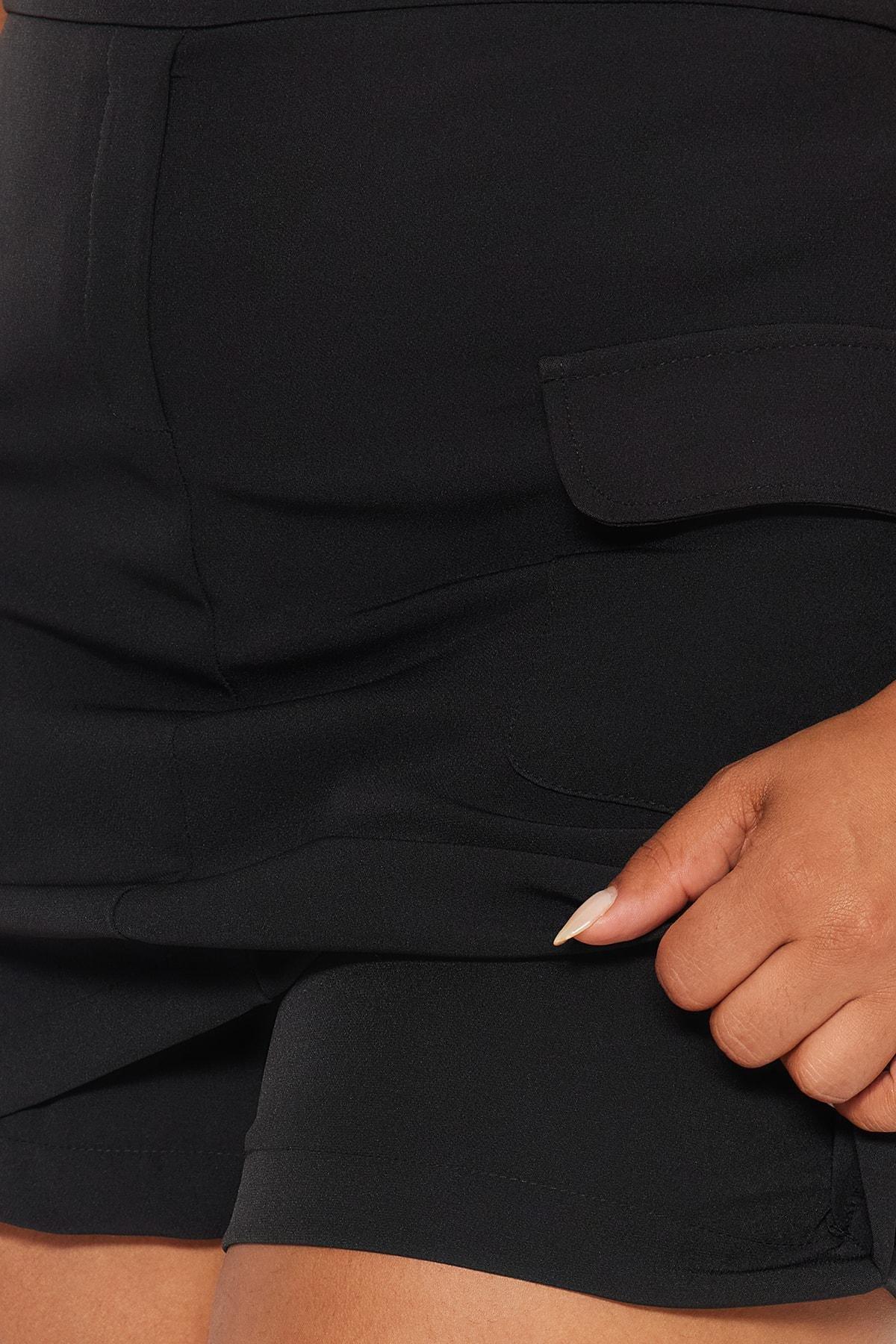 Black Mini Plus Size Pencil Skirt, , large image number 4