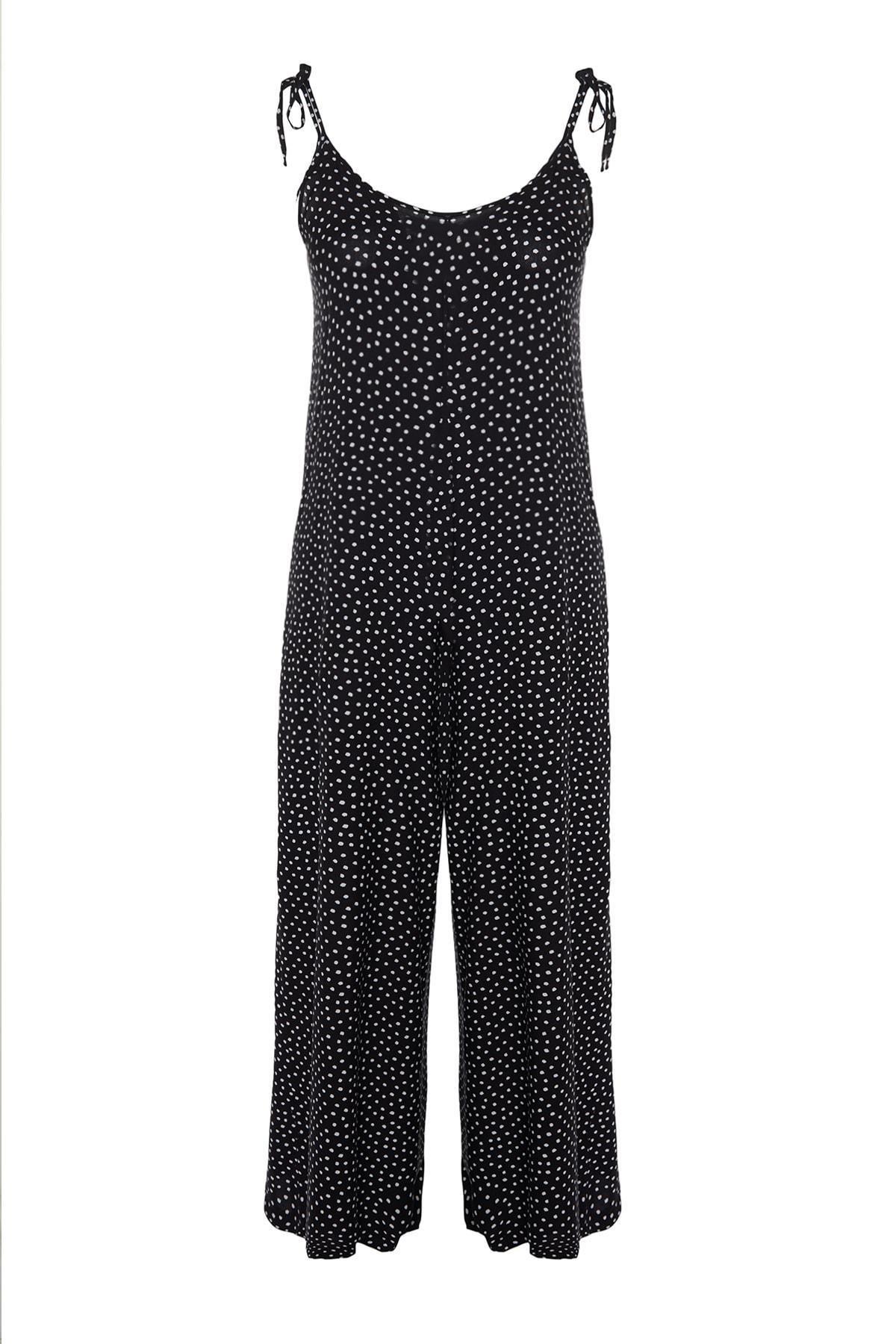 Black Polka-Dot Plus Size Jumpsuit, , large image number 7