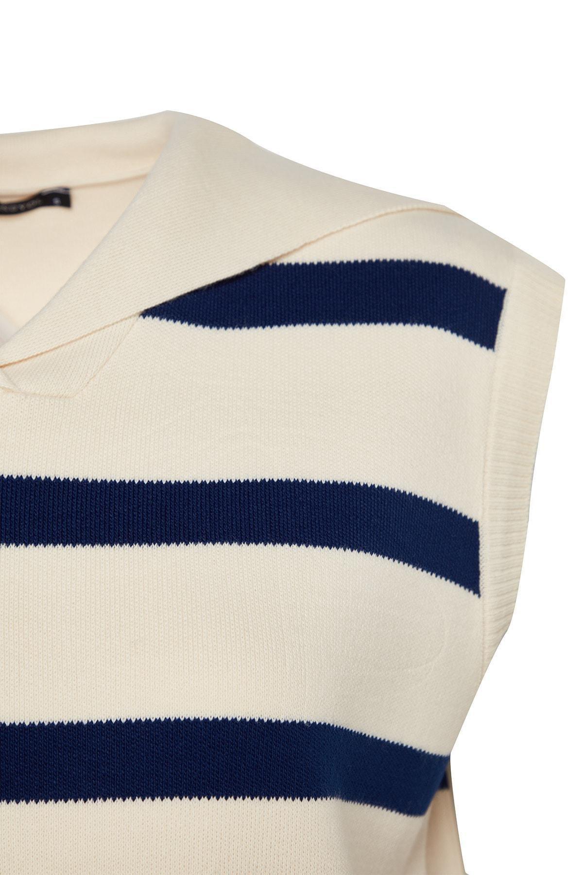 Cream Striped Sweater, , large image number 6