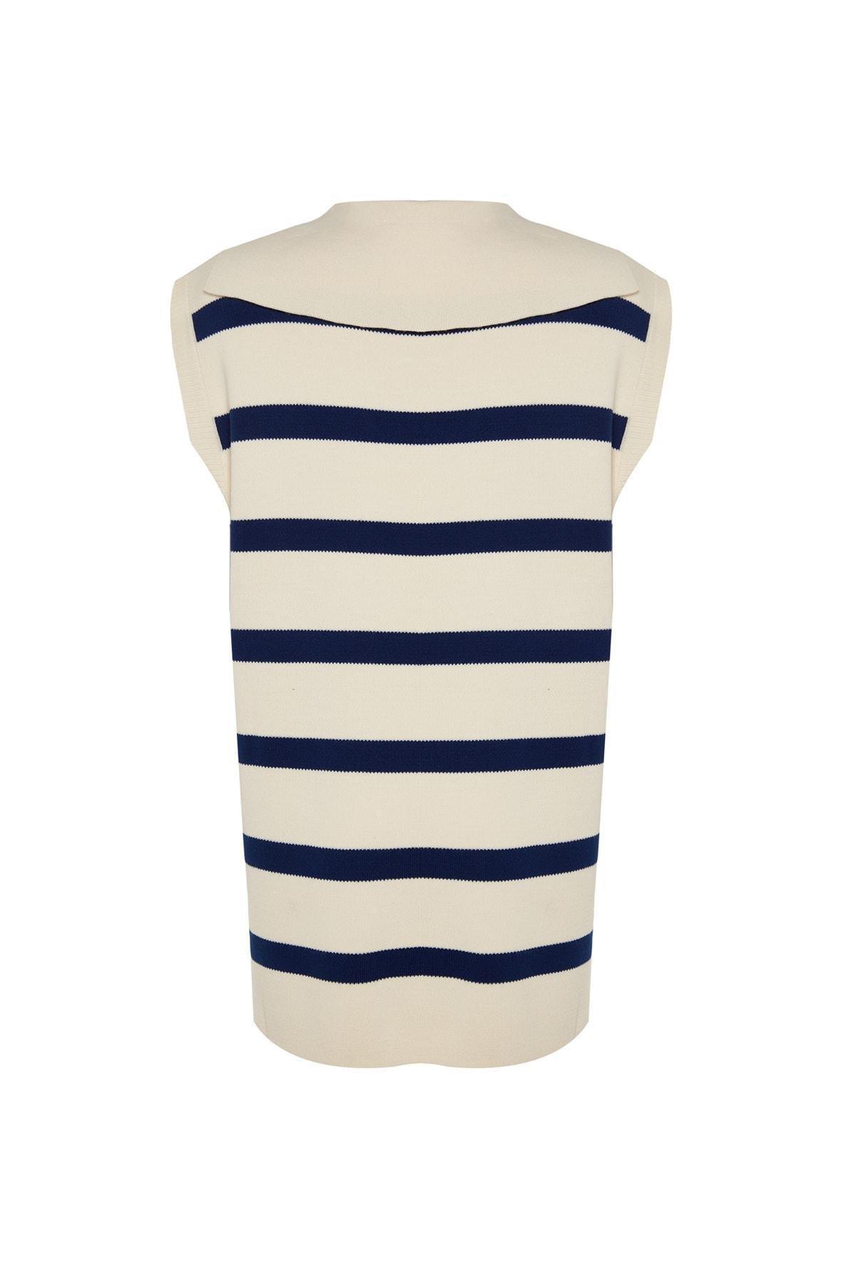 Cream Striped Sweater, , large image number 7