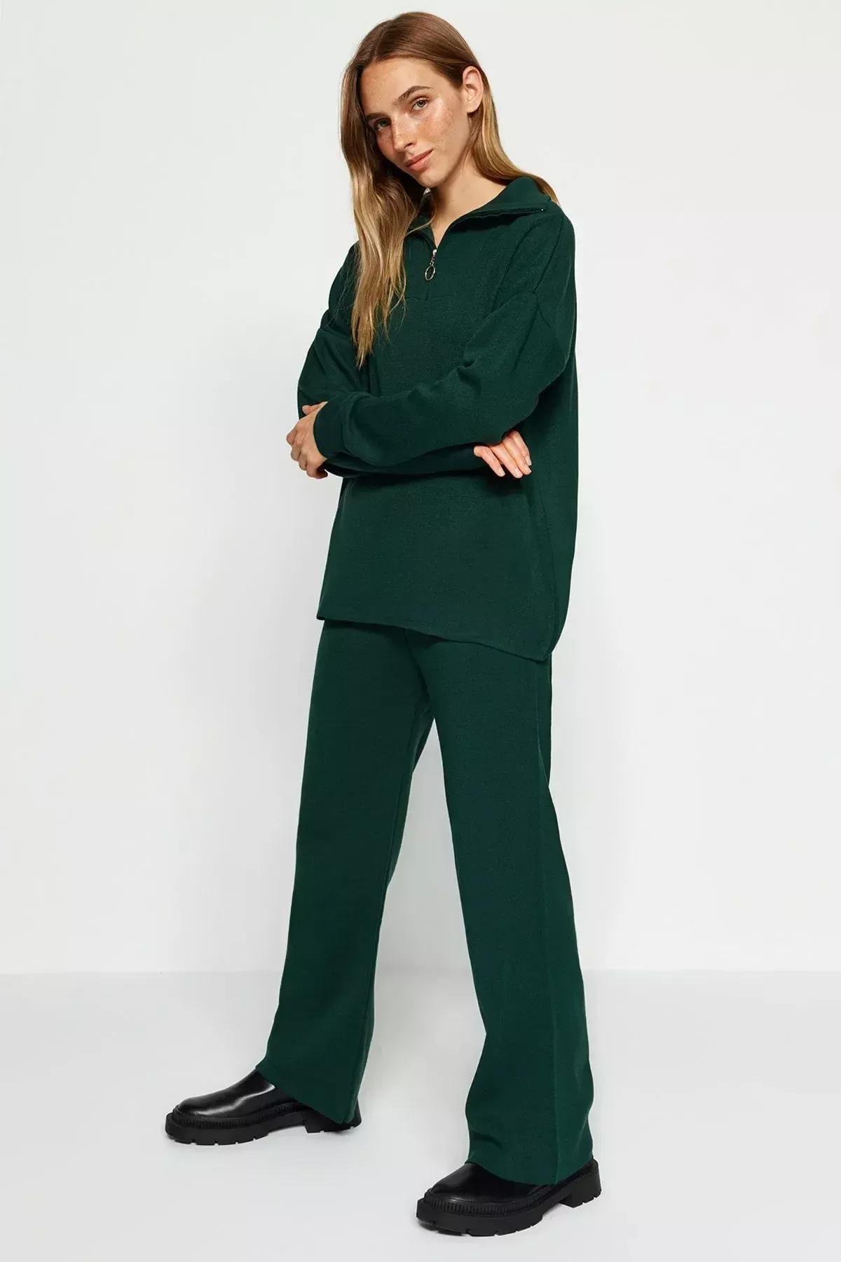 Green Wide Fit Co-Ord Set, Emerald, medium