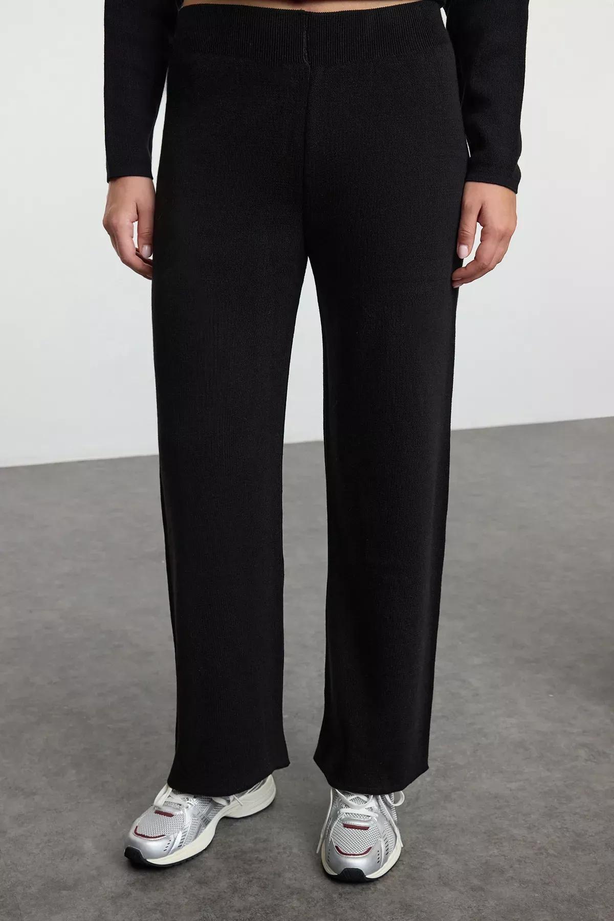 Black Pattern Zippered Knit Set, BLACK, large image number 3