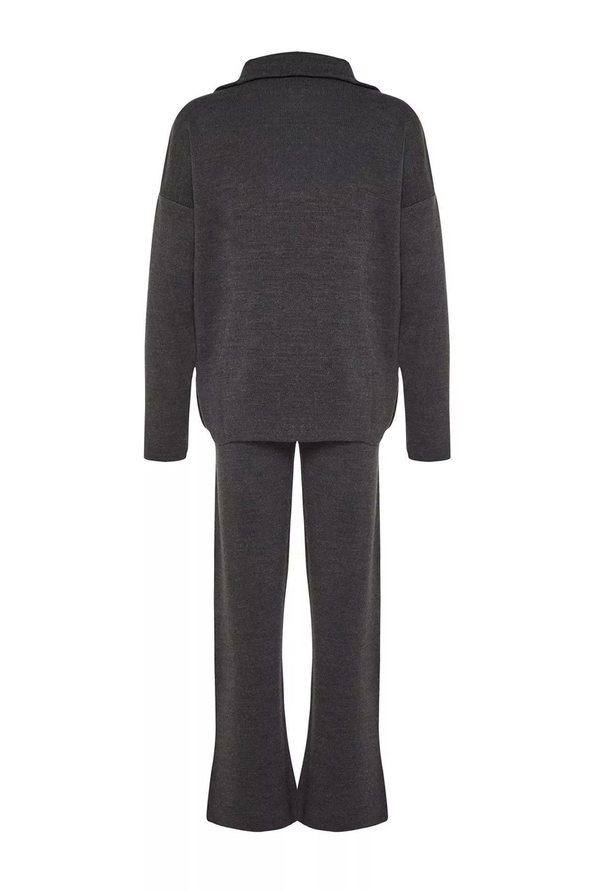 Grey Oversize Knitted Co-Ord Set, Anthracite, large image number 6