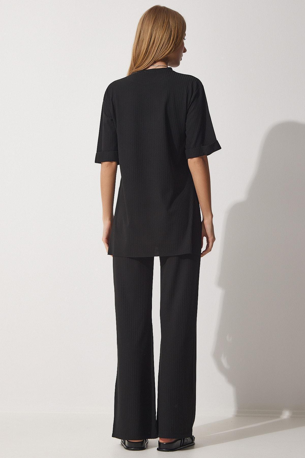 طقم متناسق سادة، أسود, BLACK, large image number 4