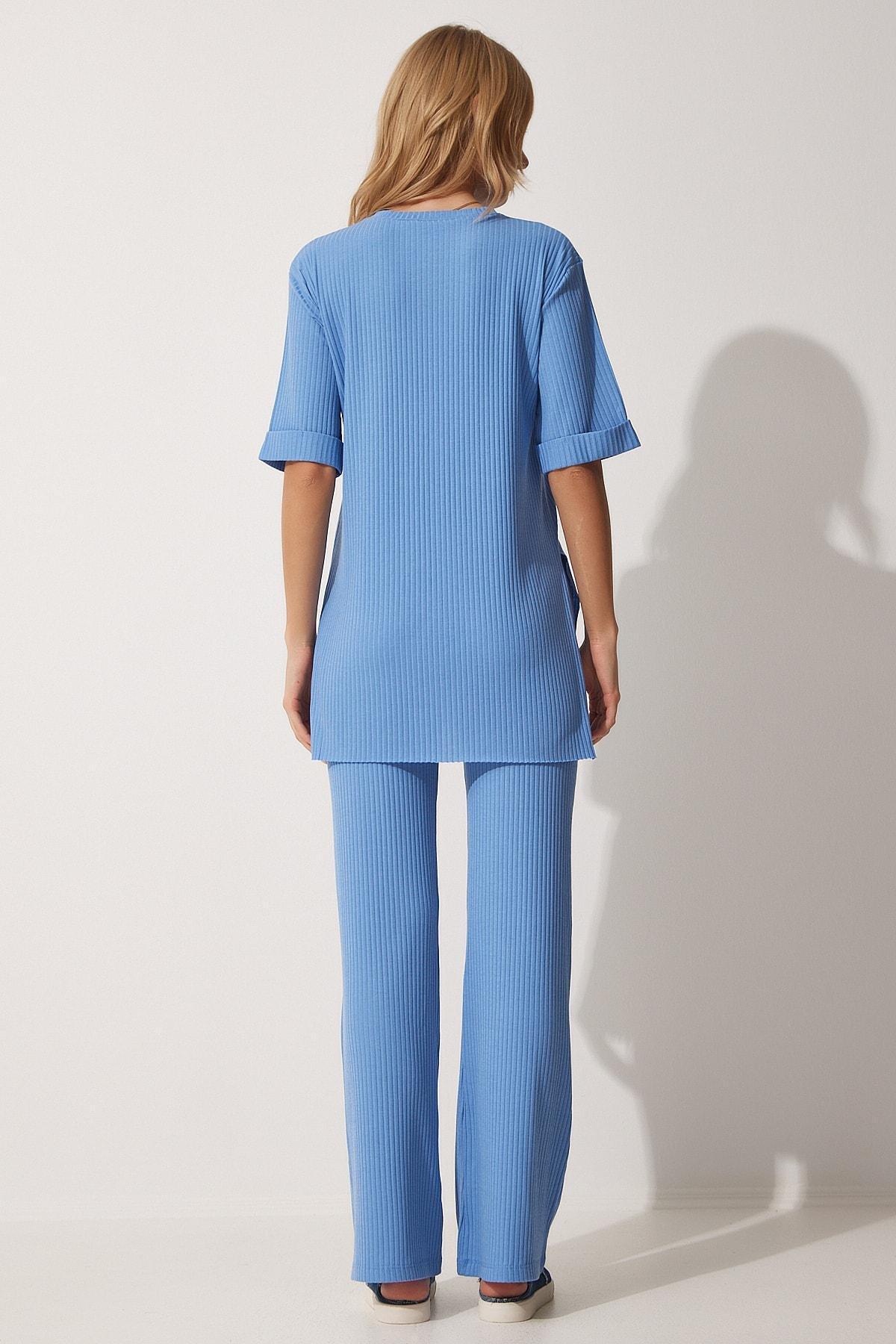 Blue Crew Neck Knitted Co-Ord Set, , large image number 5