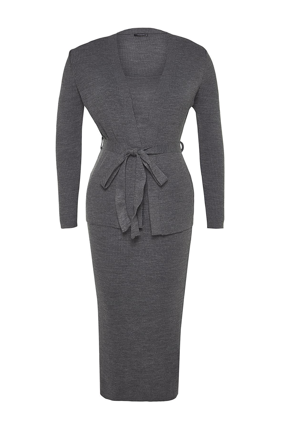 Grey Basic Plus Size Dress , Set Of 2, Anthracite, large image number 7