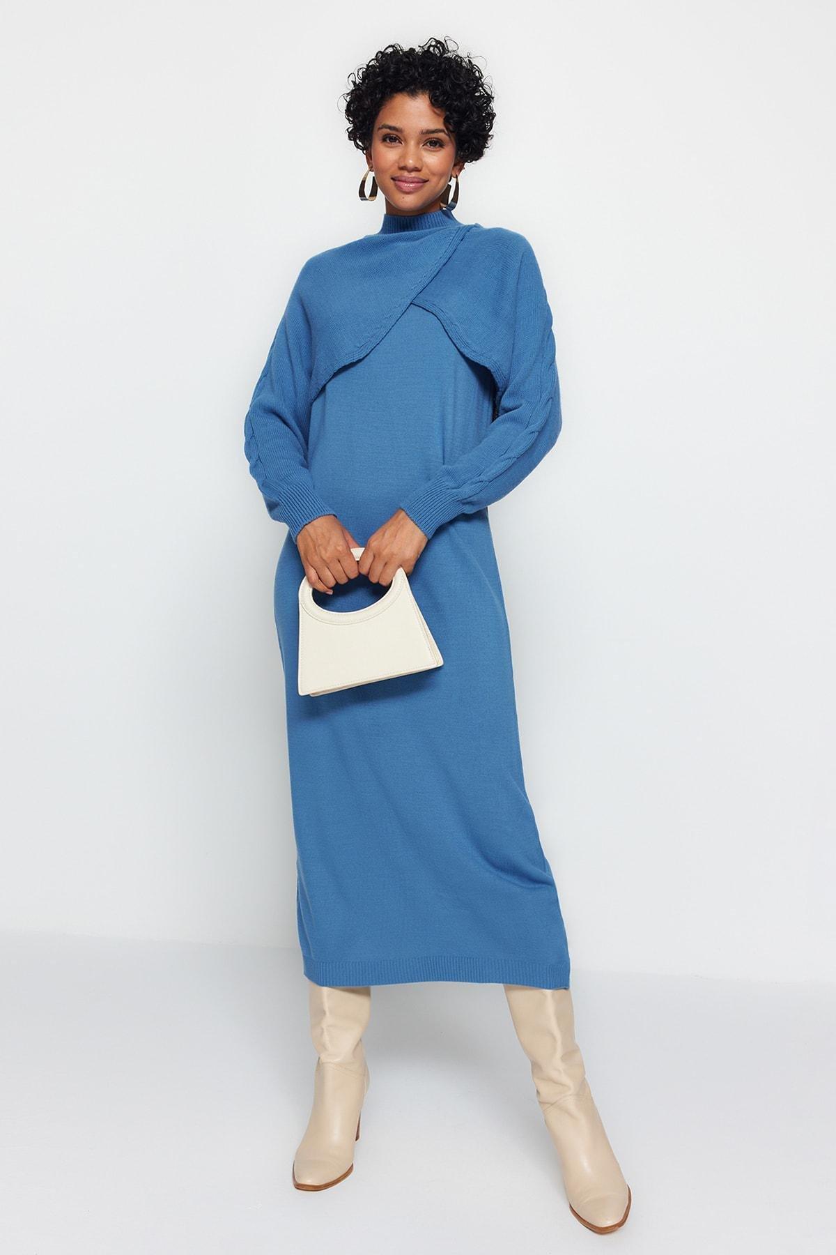 Blue Double-Breasted Co-Ord Set, Indigo, large image number 1