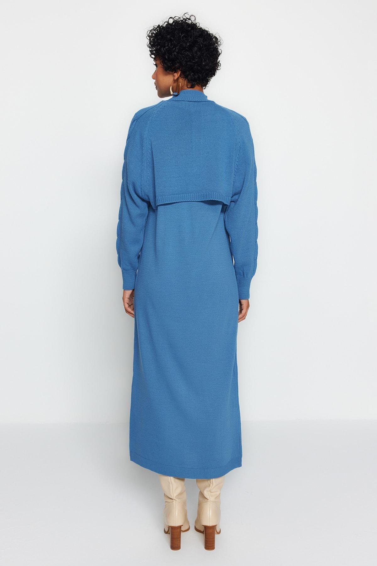 Blue Double-Breasted Co-Ord Set, Indigo, large image number 4