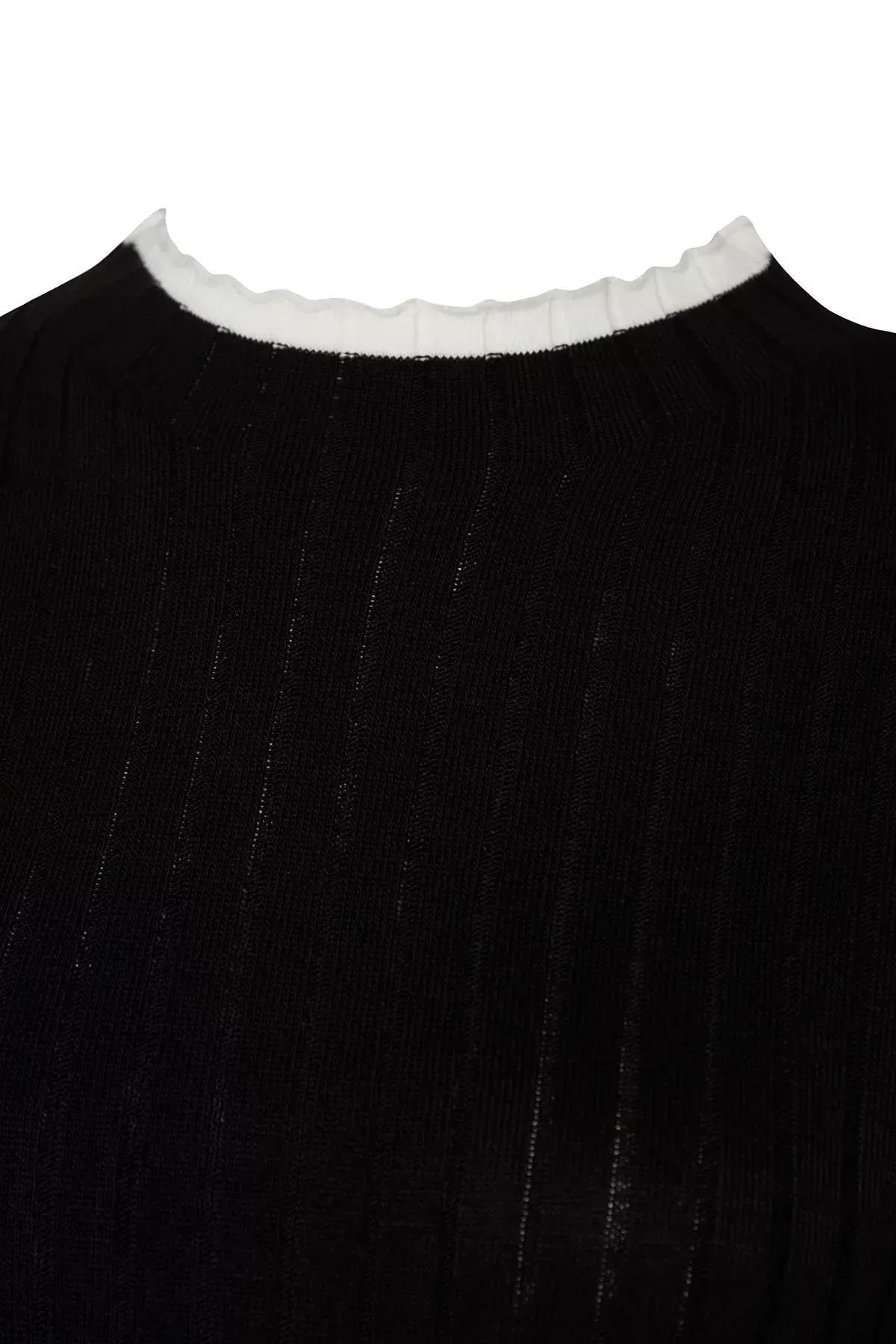 Black Collared Plus Size Sweater, , large image number 6