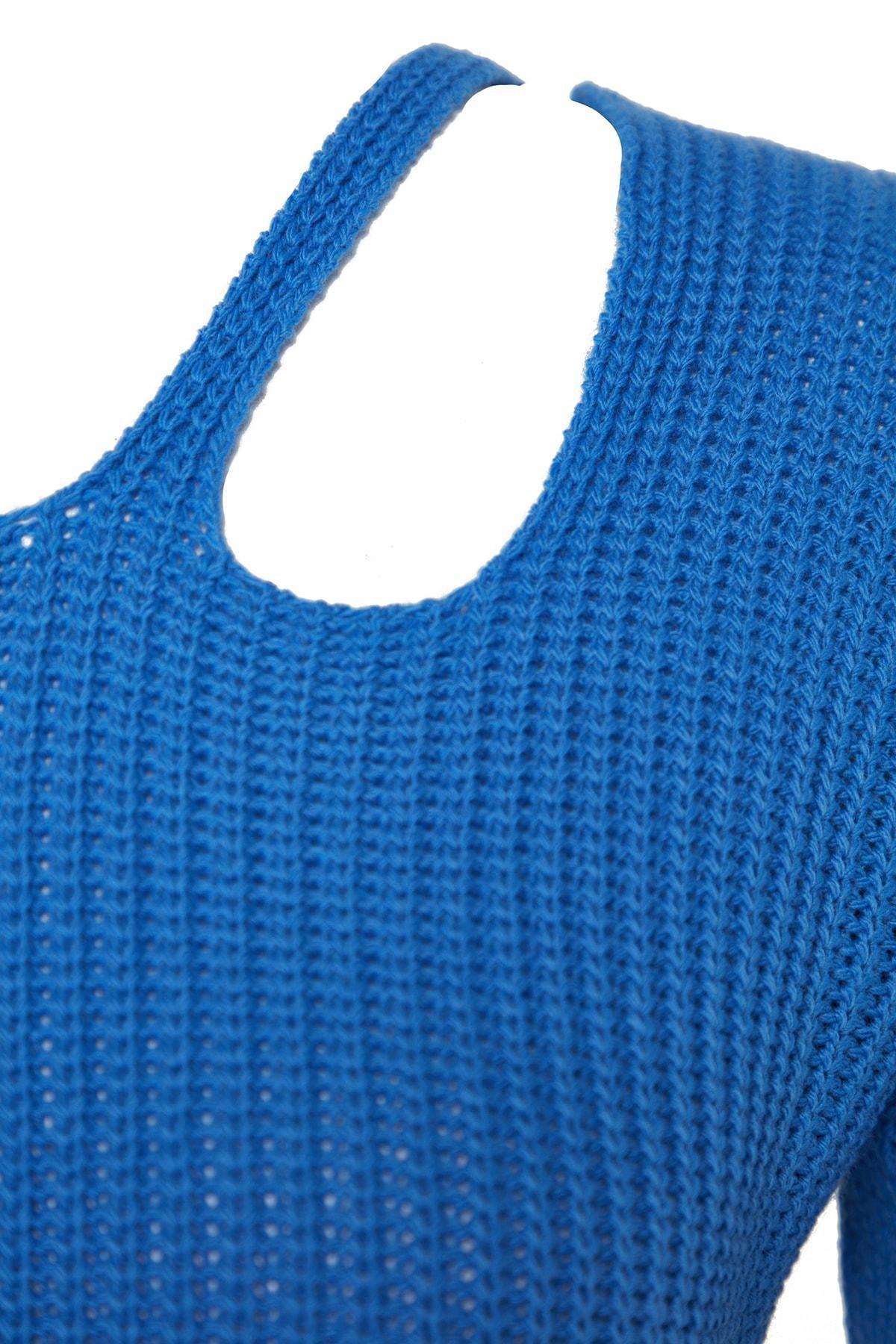 Blue Square Collar Plus Size Sweater, , large image number 4