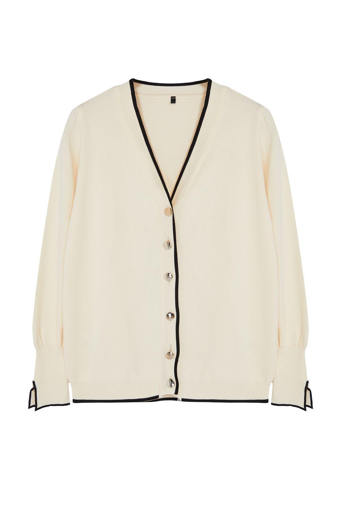 Cream Plus Size Knit Cardigan, , large image number 4
