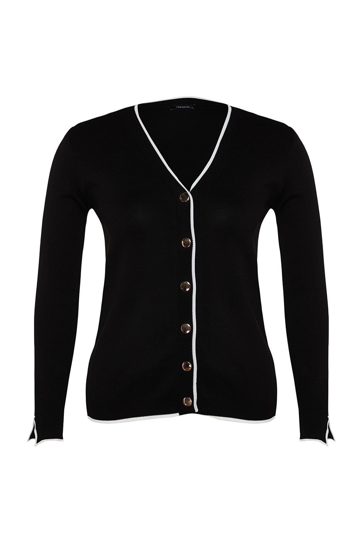 Black V-Neck Plus Size Cardigan, , large image number 5