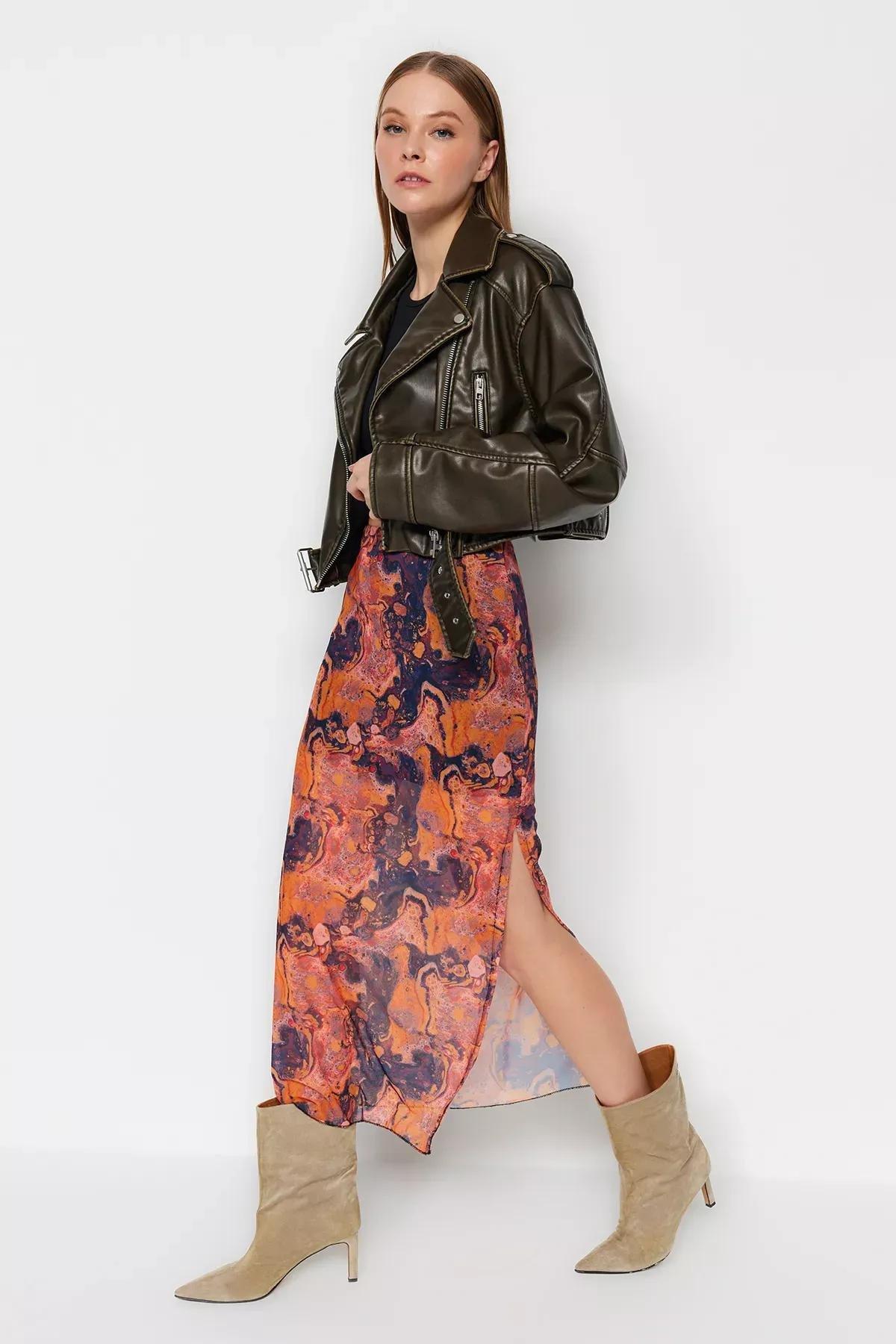 Orange Gradient Maxi Skirt, Orange, large image number 0