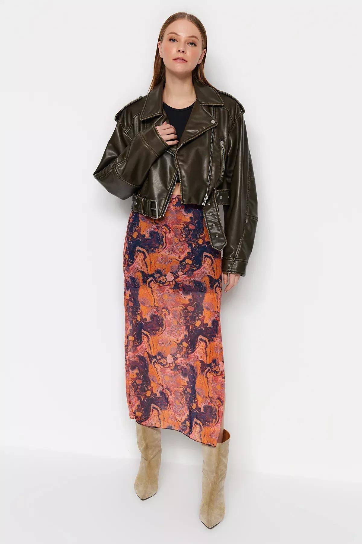 Orange Gradient Maxi Skirt, Orange, large image number 1