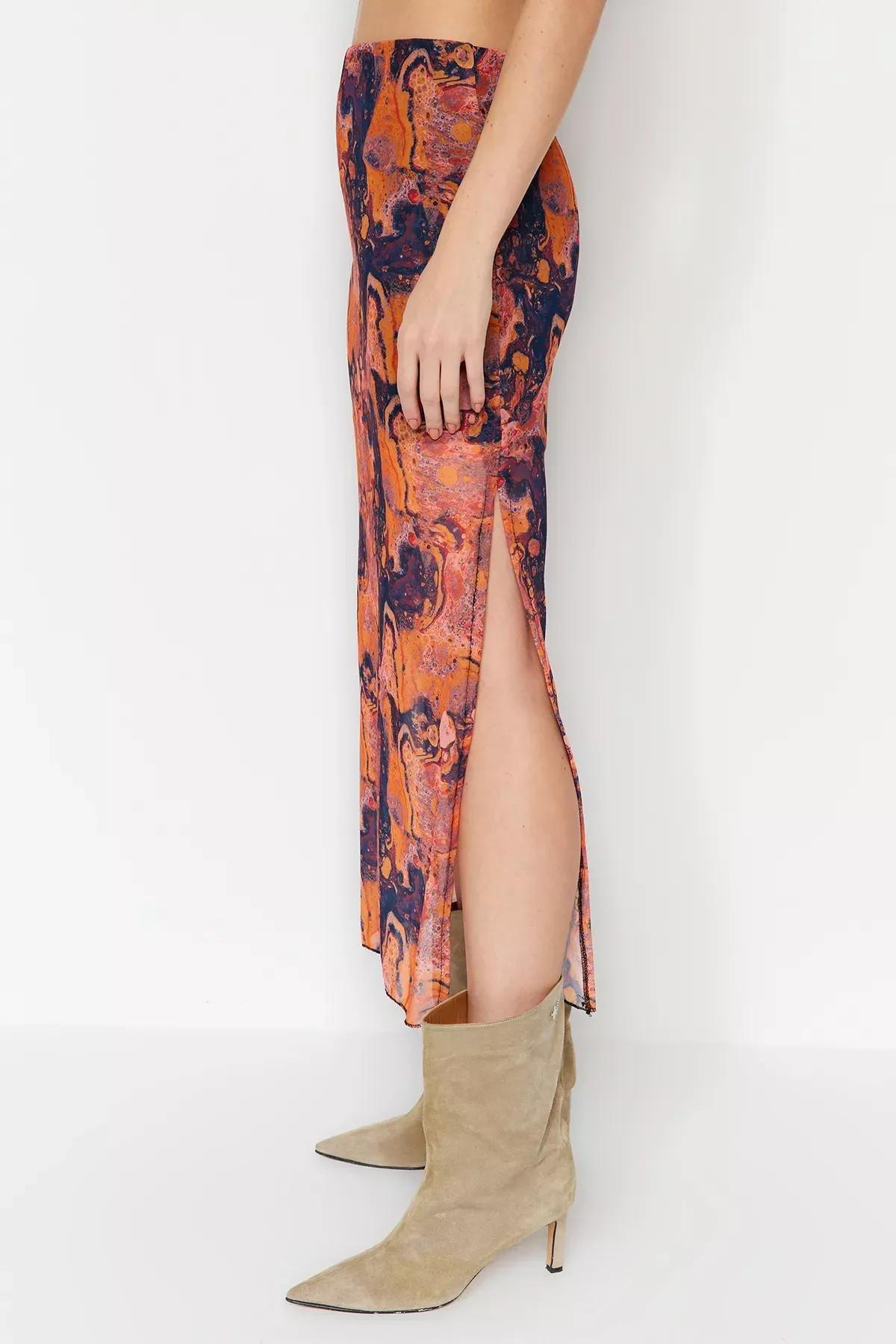 Orange Gradient Maxi Skirt, Orange, large image number 4