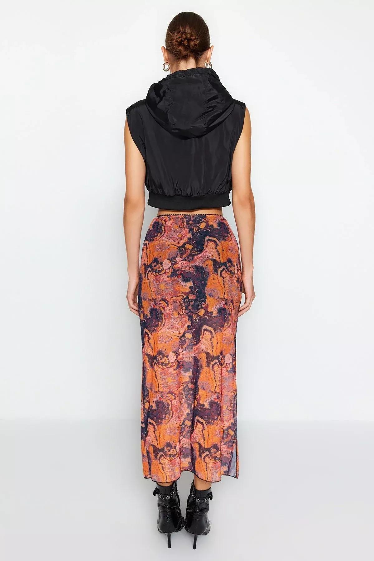 Orange Gradient Maxi Skirt, Orange, large image number 5