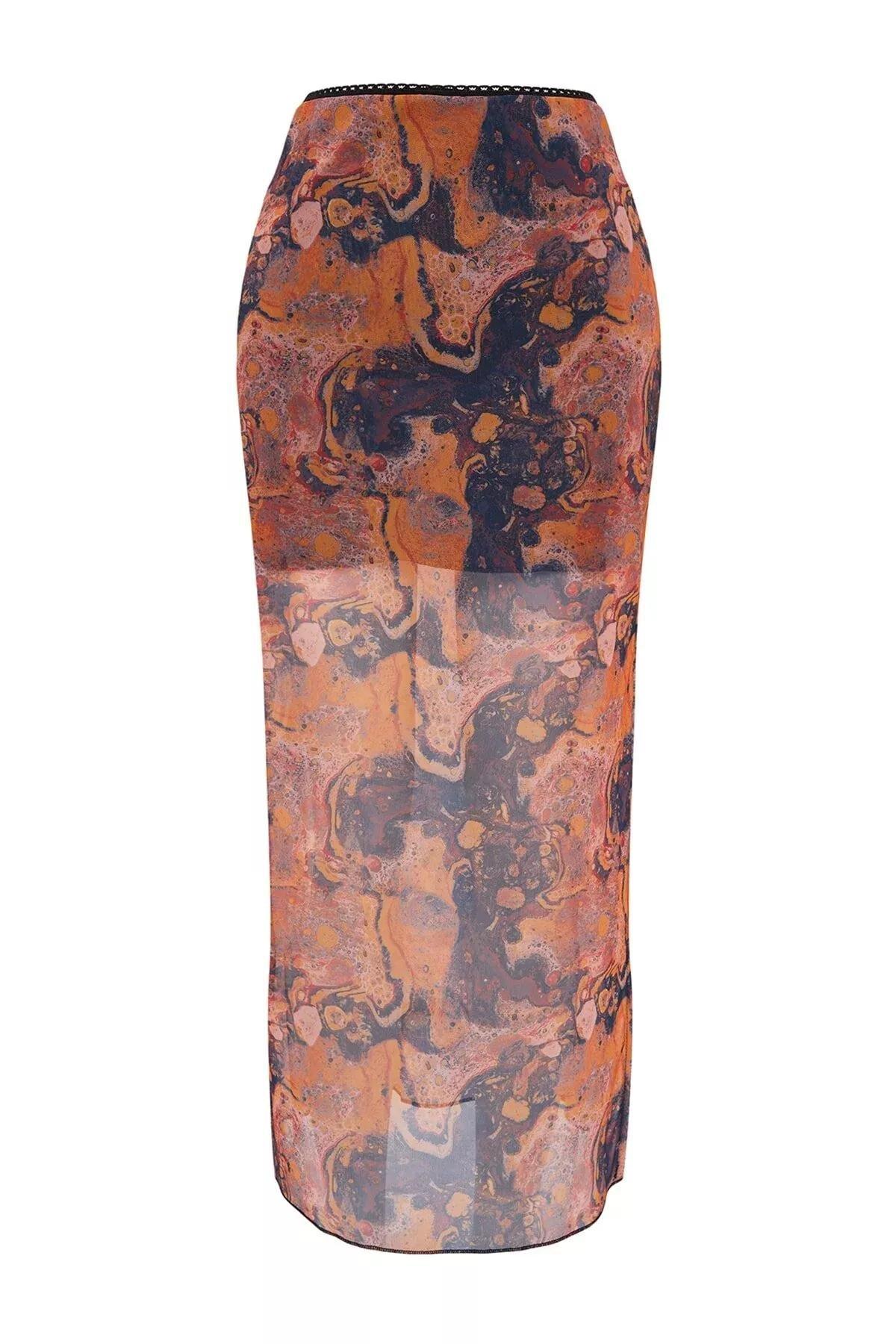 Orange Gradient Maxi Skirt, Orange, large image number 7