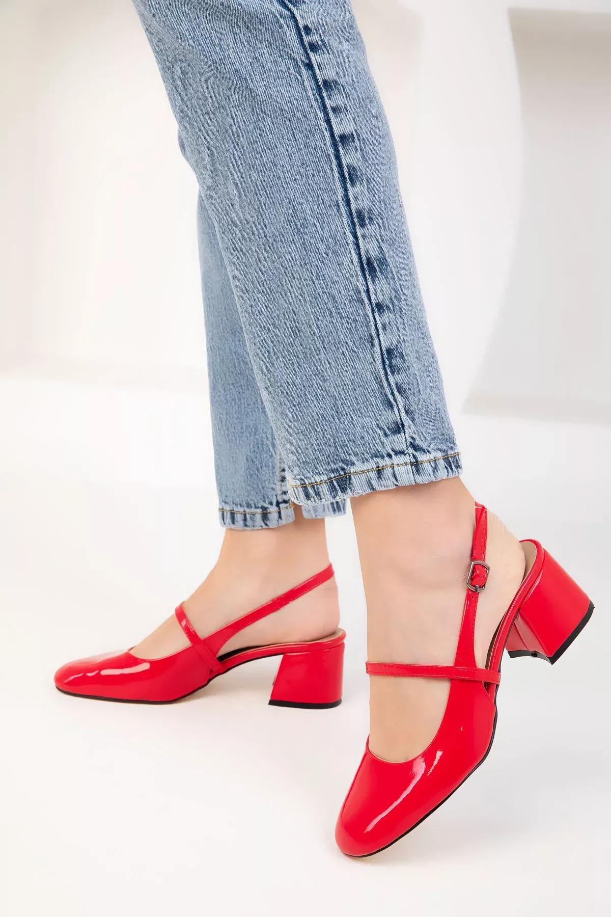 Womens Red Patent Leather Classic Heeled Shoes 18037, , large image number 0
