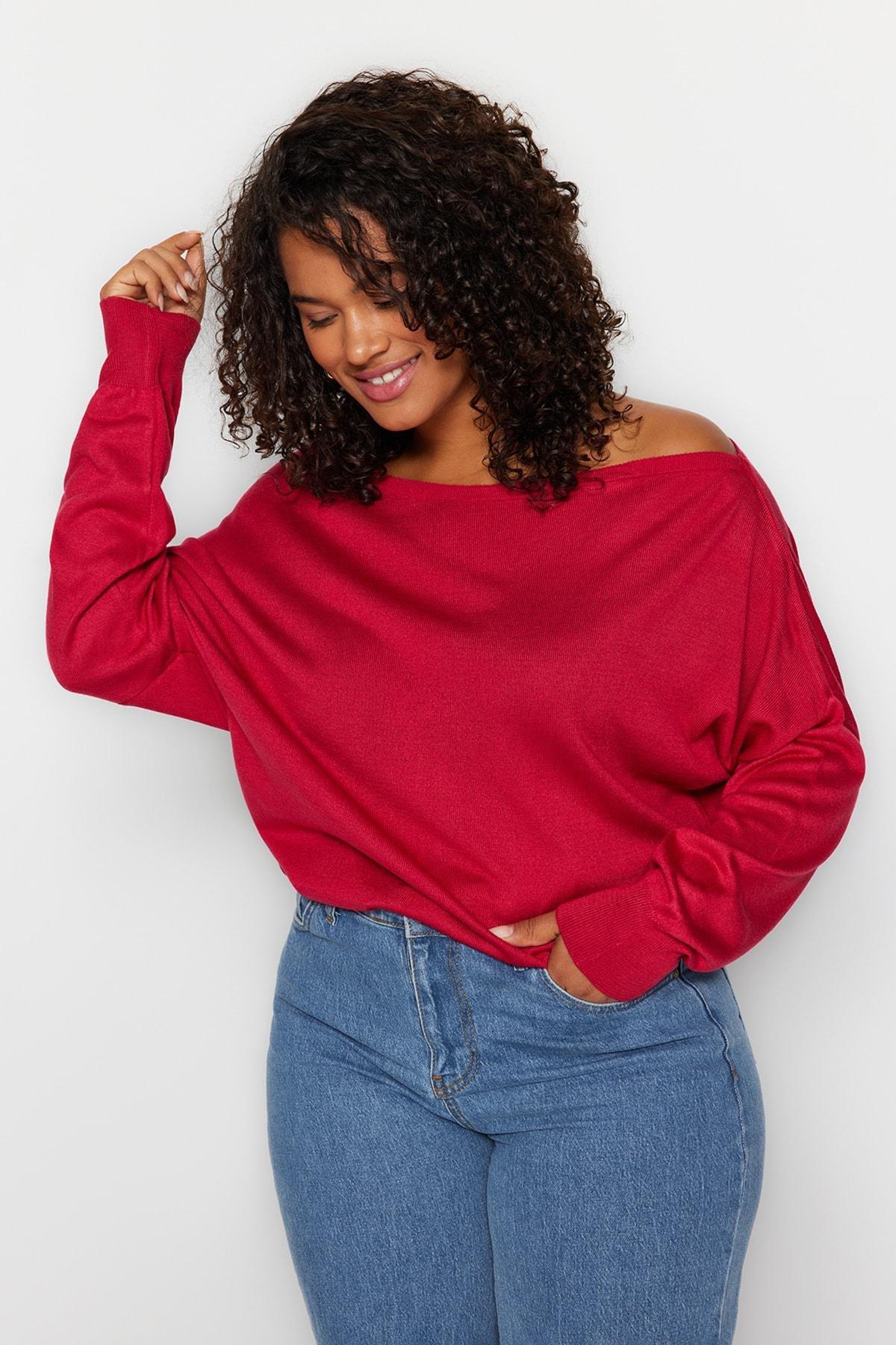 Burgundy Regular Plus Size Sweater, , large image number 2