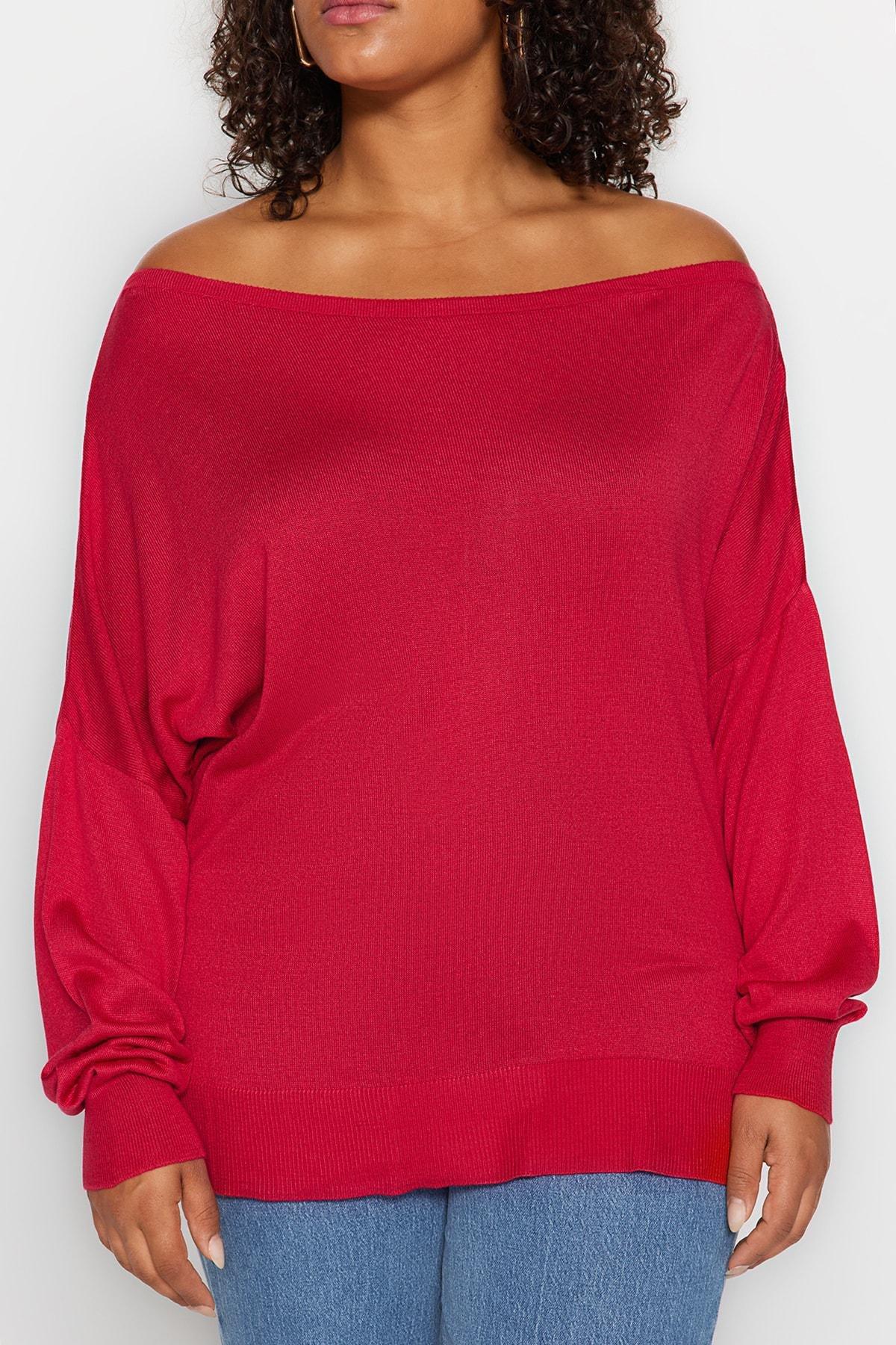 Burgundy Regular Plus Size Sweater, , large image number 4