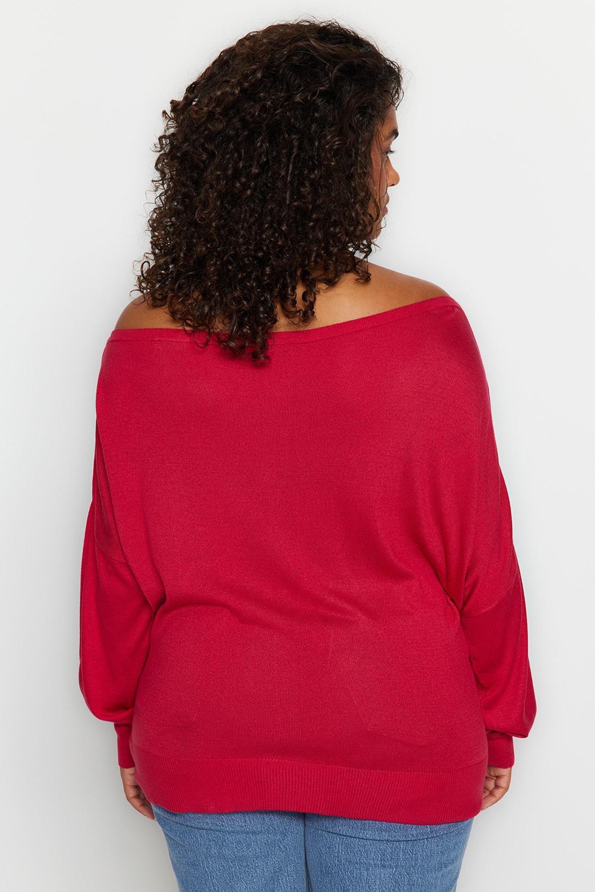 Burgundy Regular Plus Size Sweater, , large image number 5