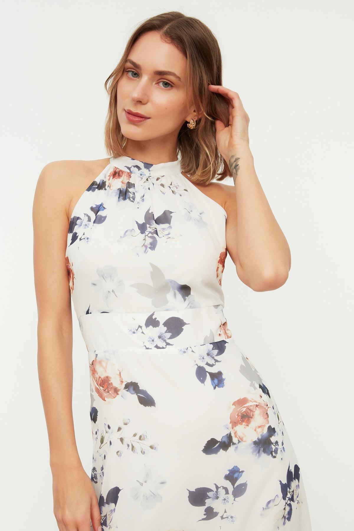 White A-Line Halter Neck Dress, , large image number 2