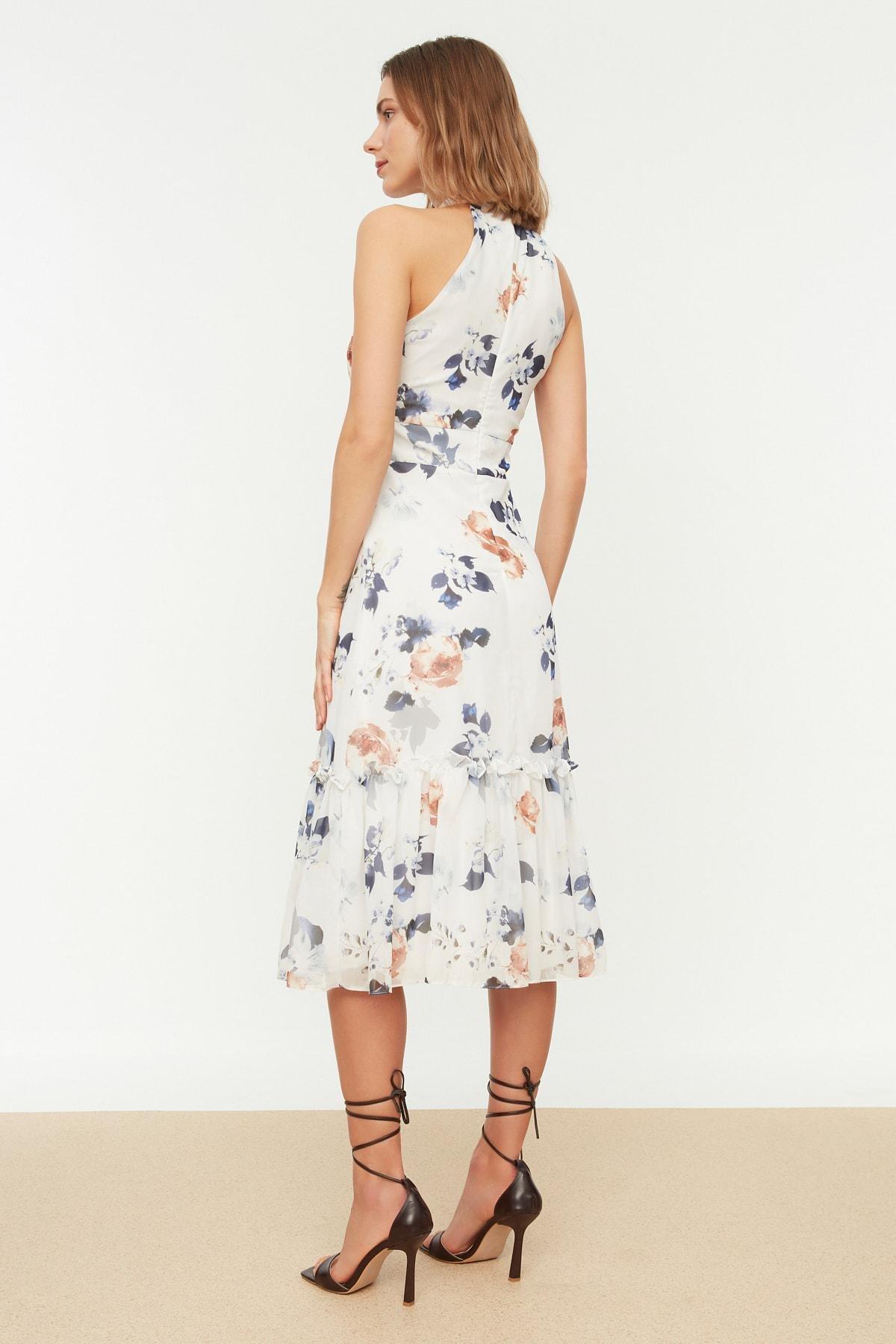 White A-Line Halter Neck Dress, , large image number 4