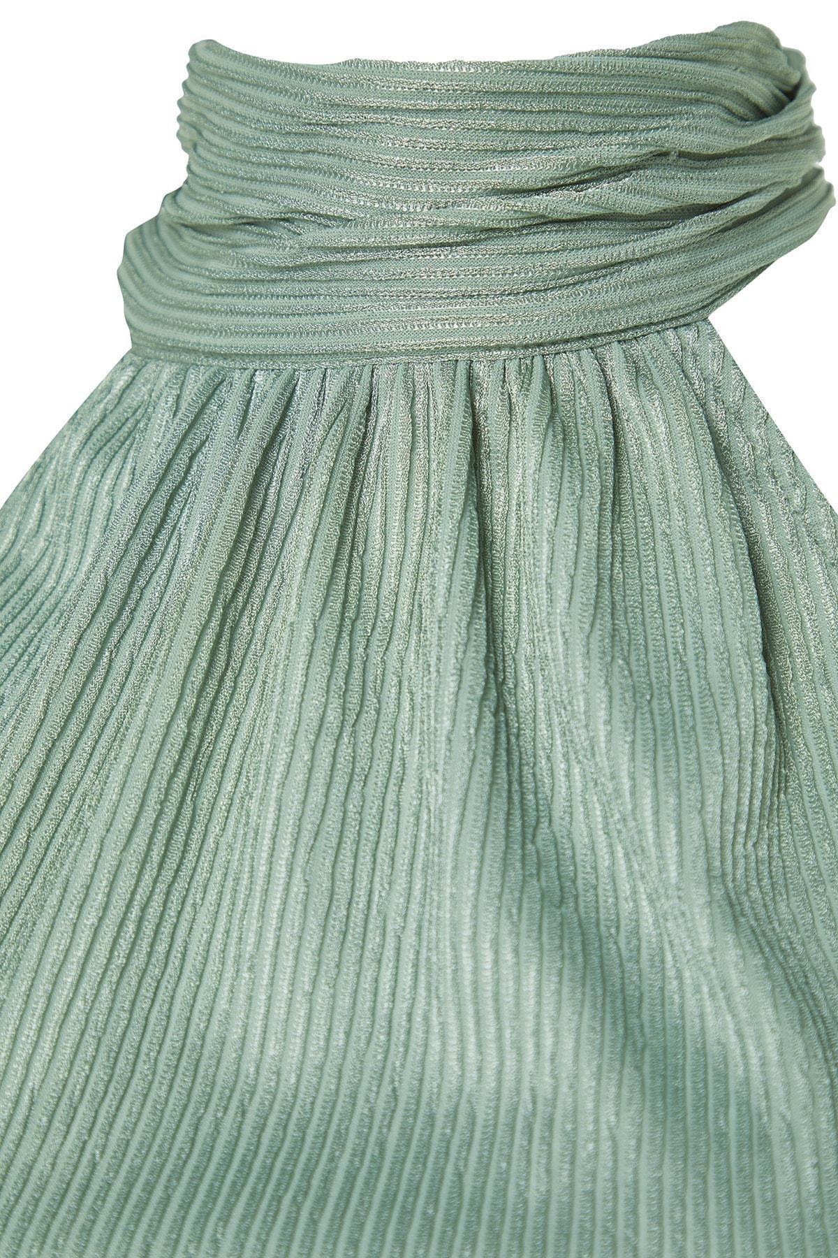 Green Standing Collar Blouse, , large image number 6