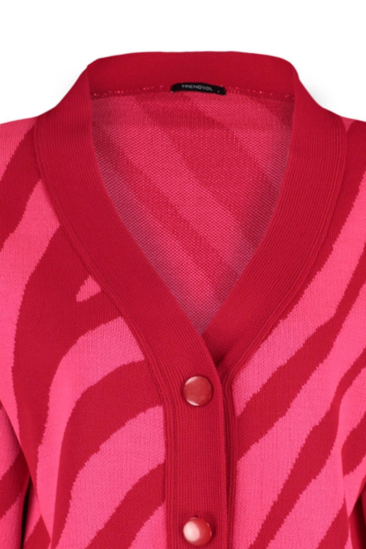 Pink Relaxed Cardigan, Fuchsia, large image number 7