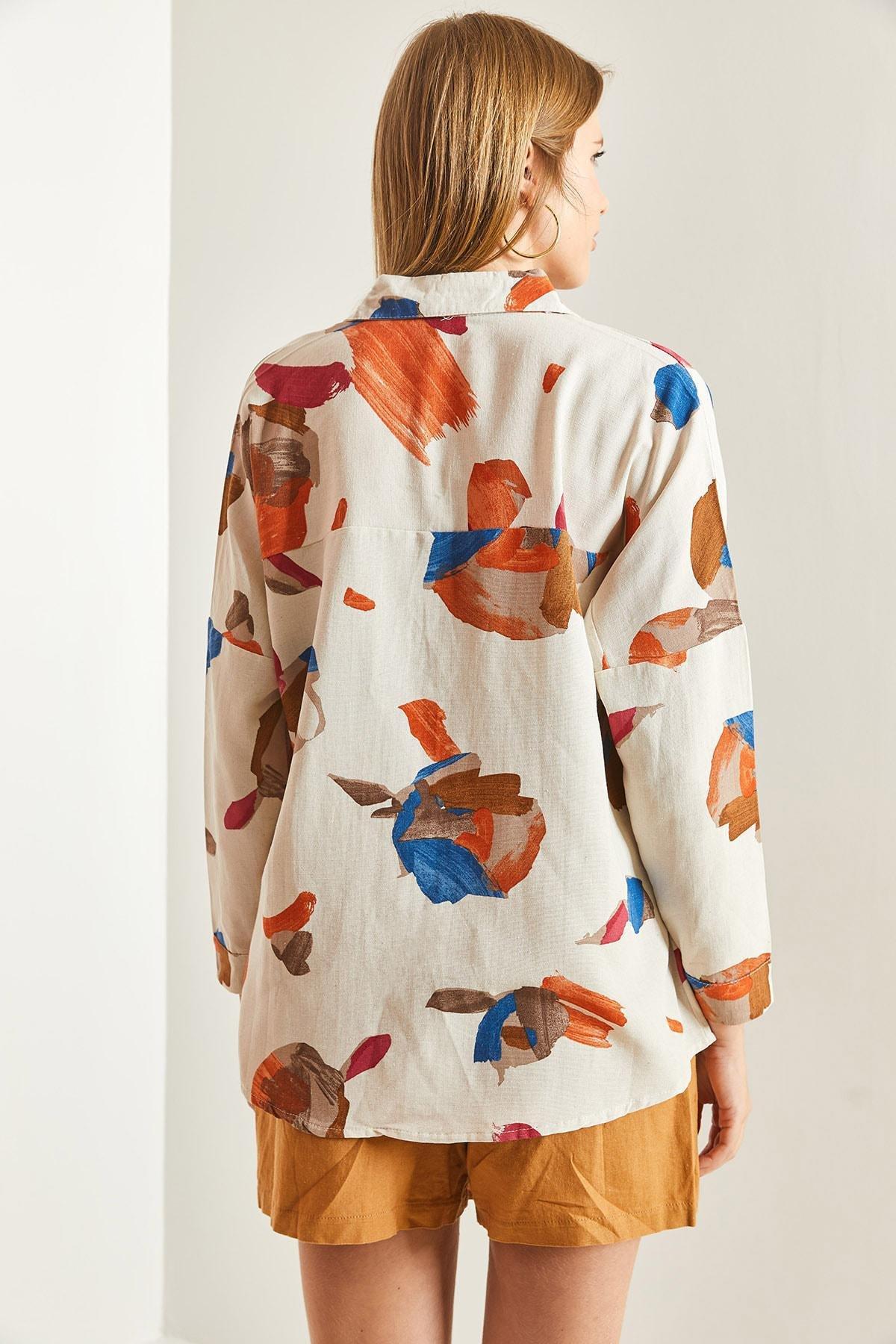 Multicolour Patterned Linen Shirt, , large image number 2