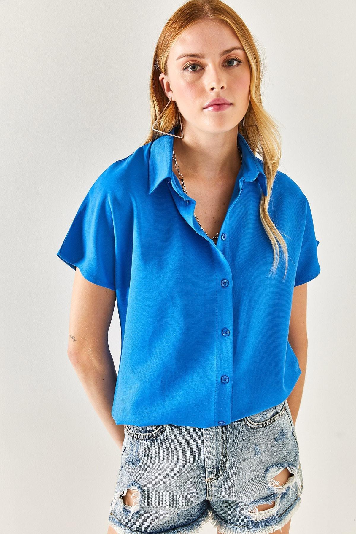Blue Bat Oversized Linen Shirt, , large image number 2